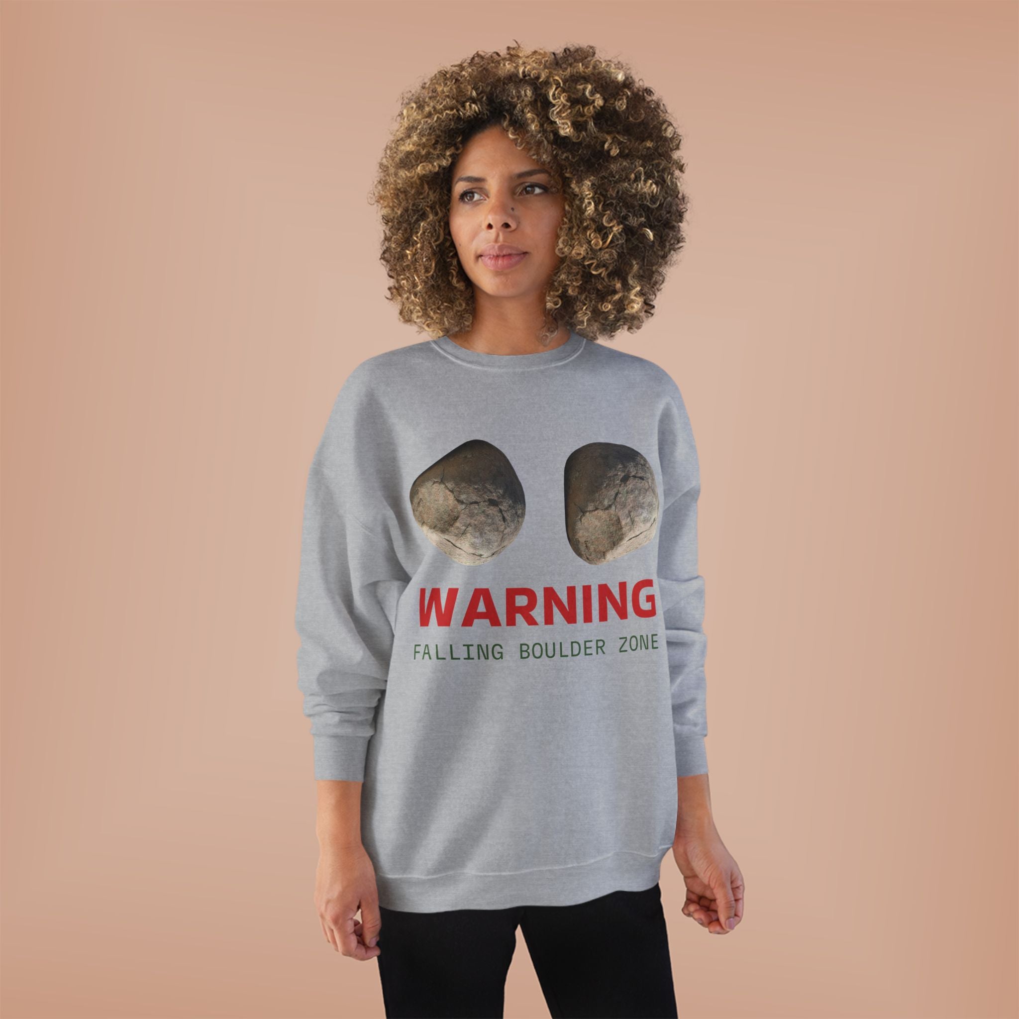 Warning Falling Boulder Zone Crewneck Sweatshirt