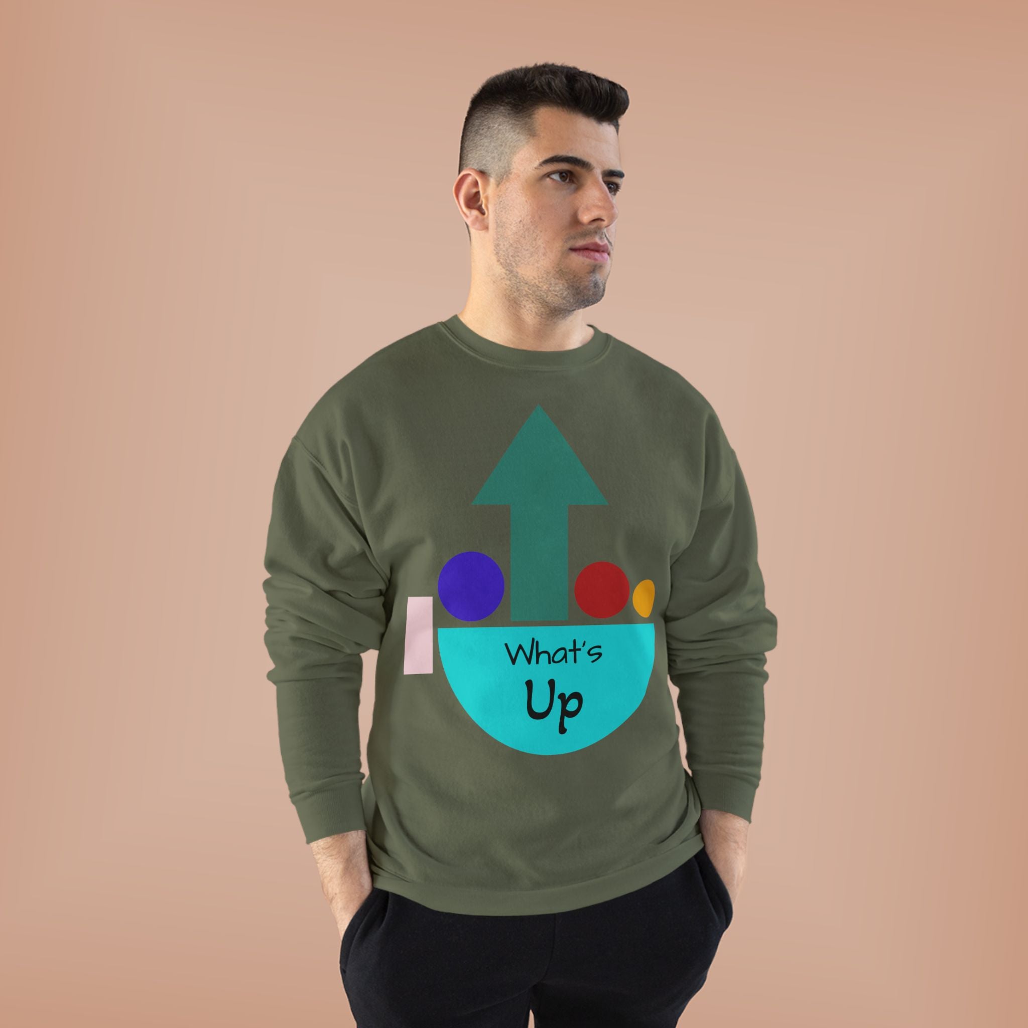 What's Up Arrow Crewneck Sweatshirt — Playful Graphic Pullover