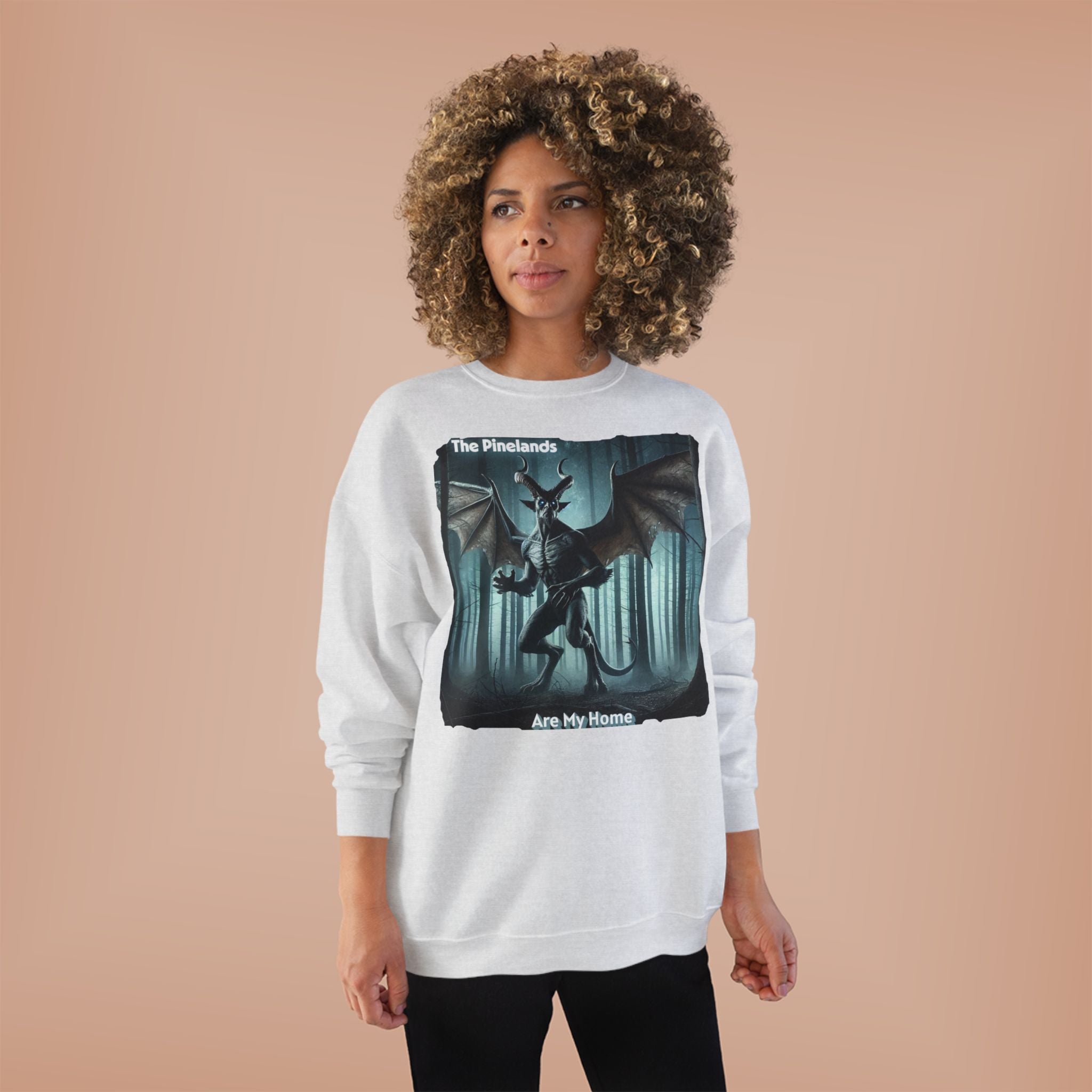 Pine Lands Dragon Crewneck Sweatshirt — "The Pinelands Are My Home" Forest Fantasy Pullover