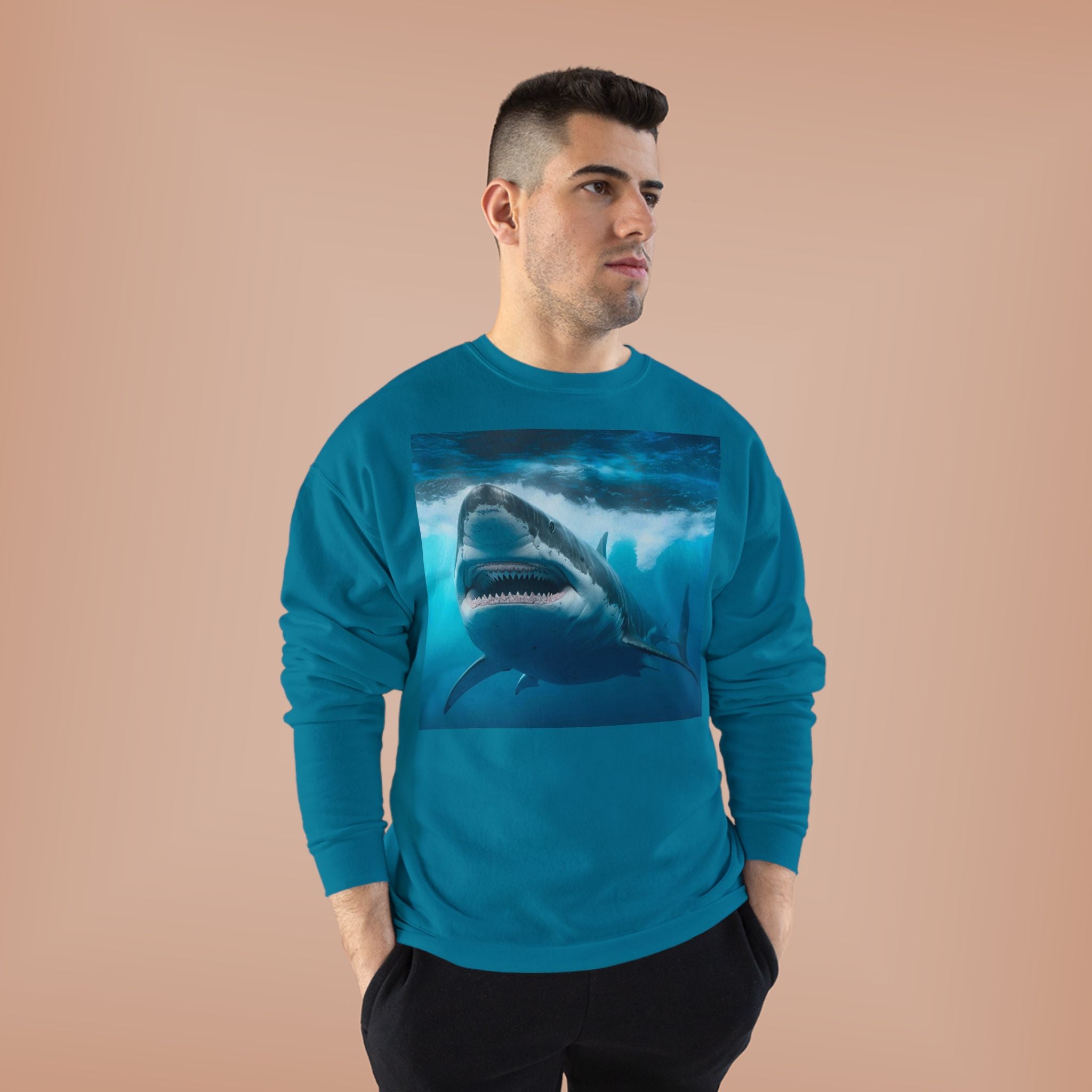 Great White Shark Graphic Sweatshirt — Ocean Predator Crewneck