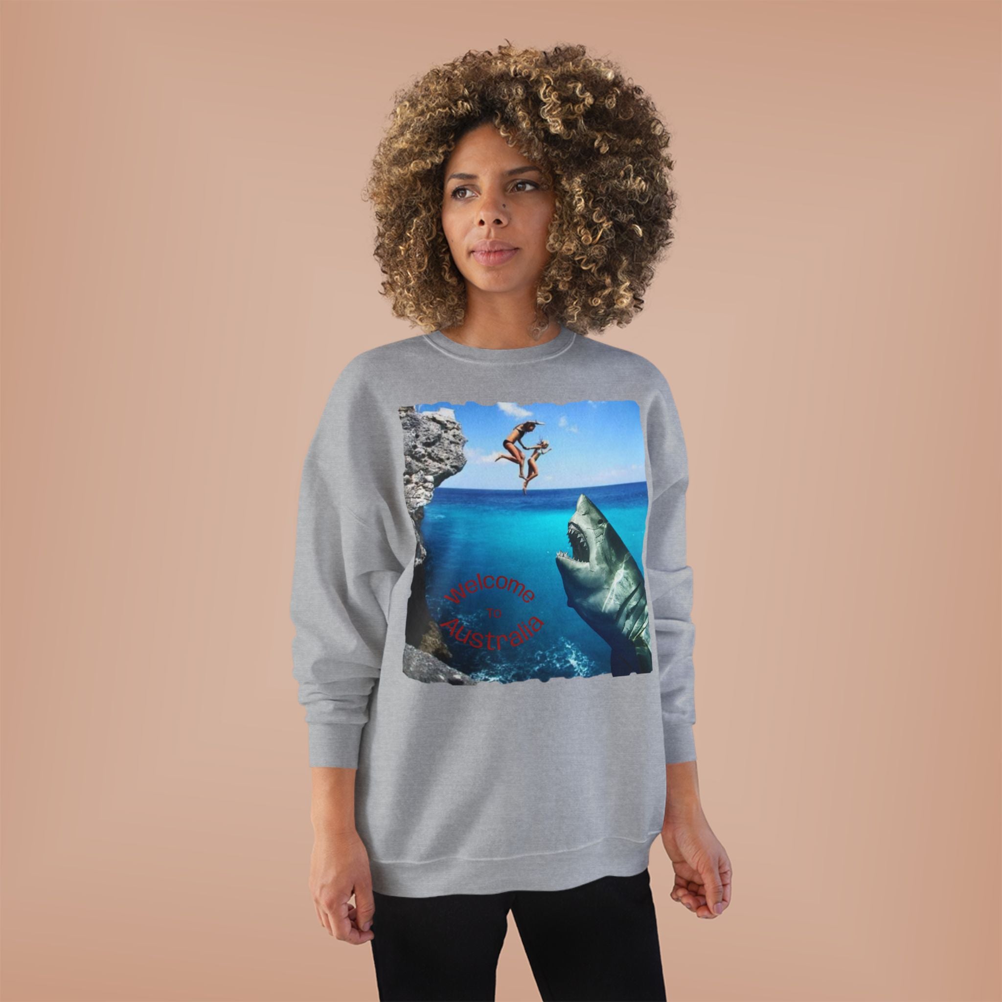 Crewneck Sweatshirt - Cliff Diver Shark Graphic