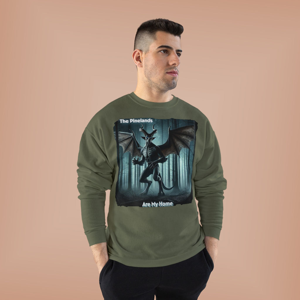 Pine Lands Dragon Crewneck Sweatshirt — "The Pinelands Are My Home" Forest Fantasy Pullover