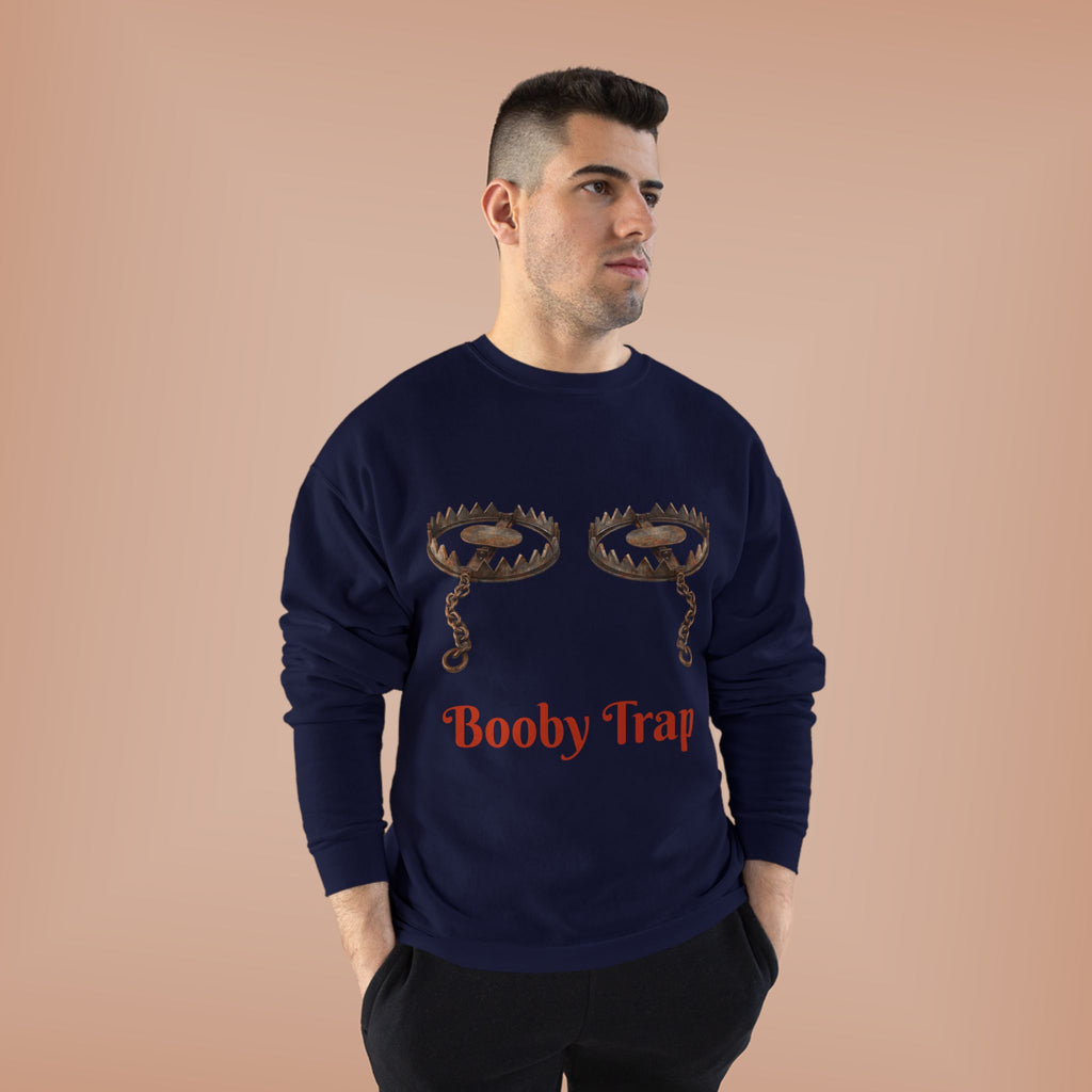 Booby Trap Sweatshirt — Funny Vintage Trap Illustration Humor Pullover