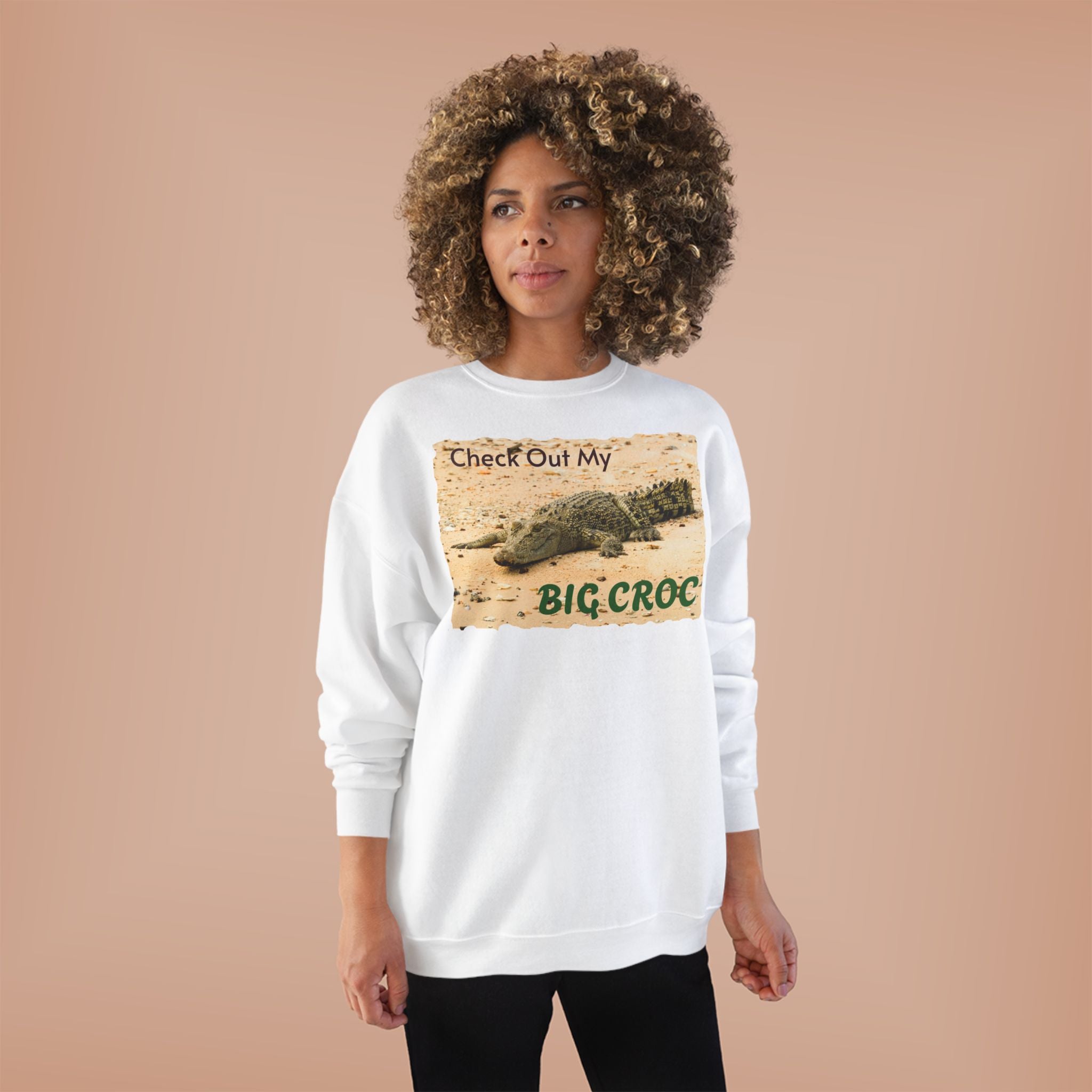 Crocodile Graphic Sweatshirt — "Check Out My Big Croc" Vintage Beach Vibe