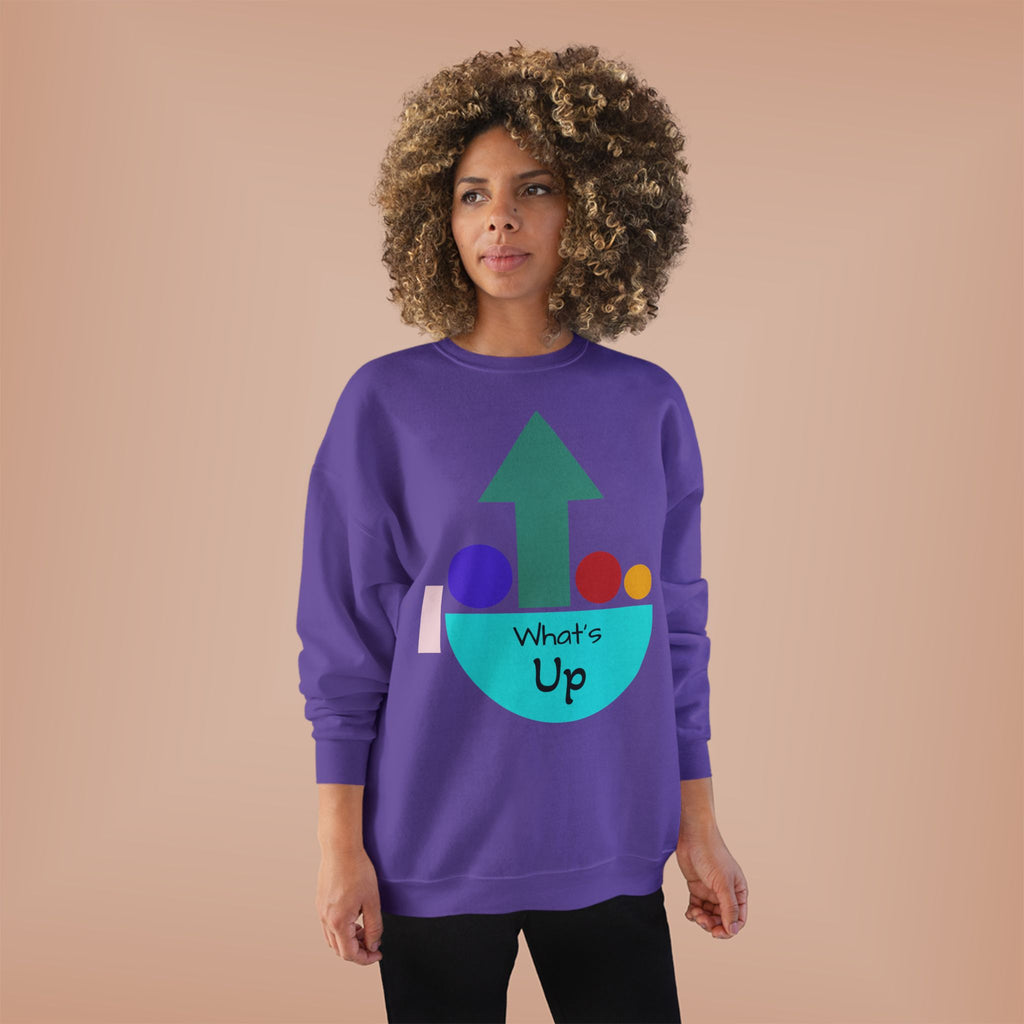 What's Up Arrow Crewneck Sweatshirt — Playful Graphic Pullover