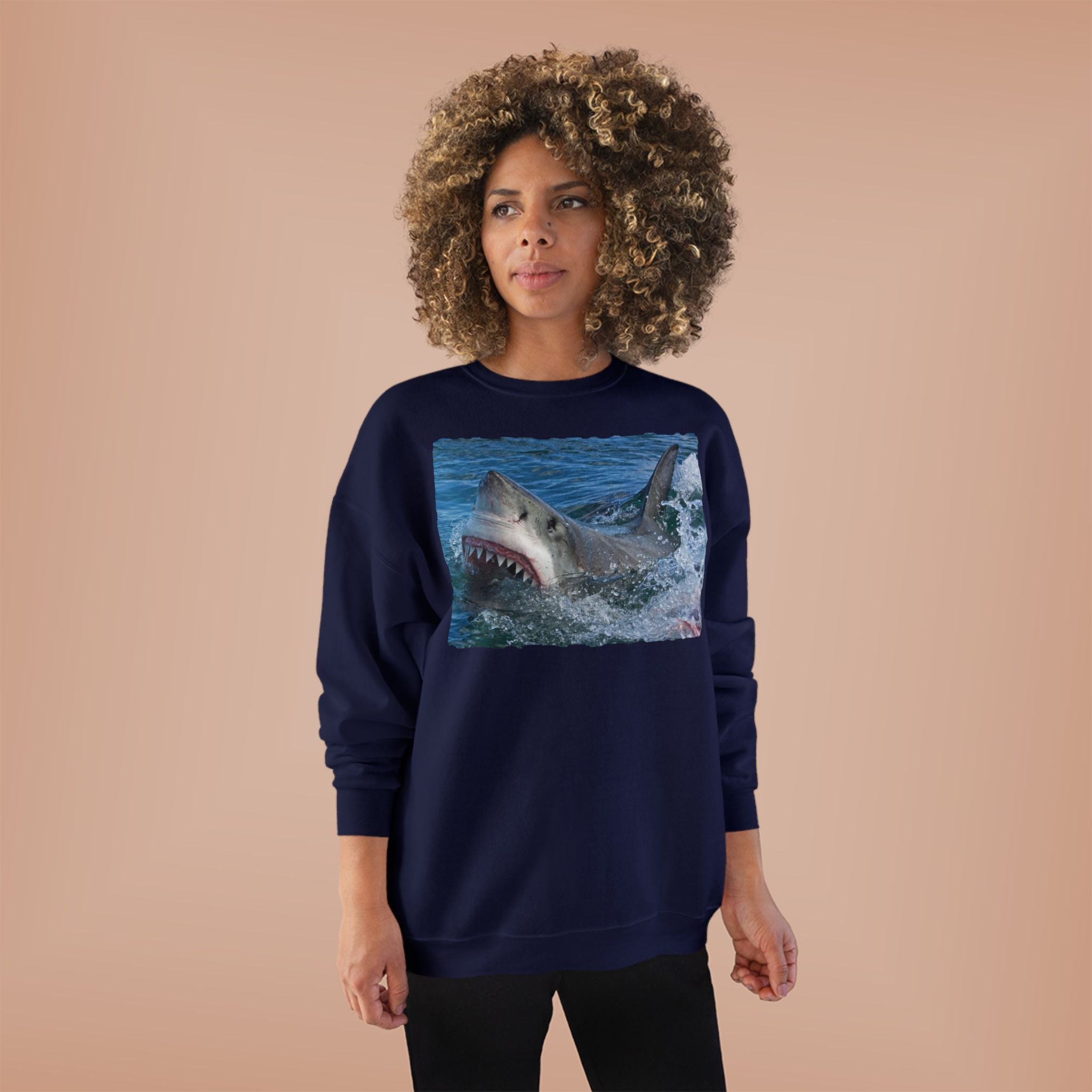 Great White Shark Crewneck Sweatshirt — Ocean Predator Graphic Sweatshirt