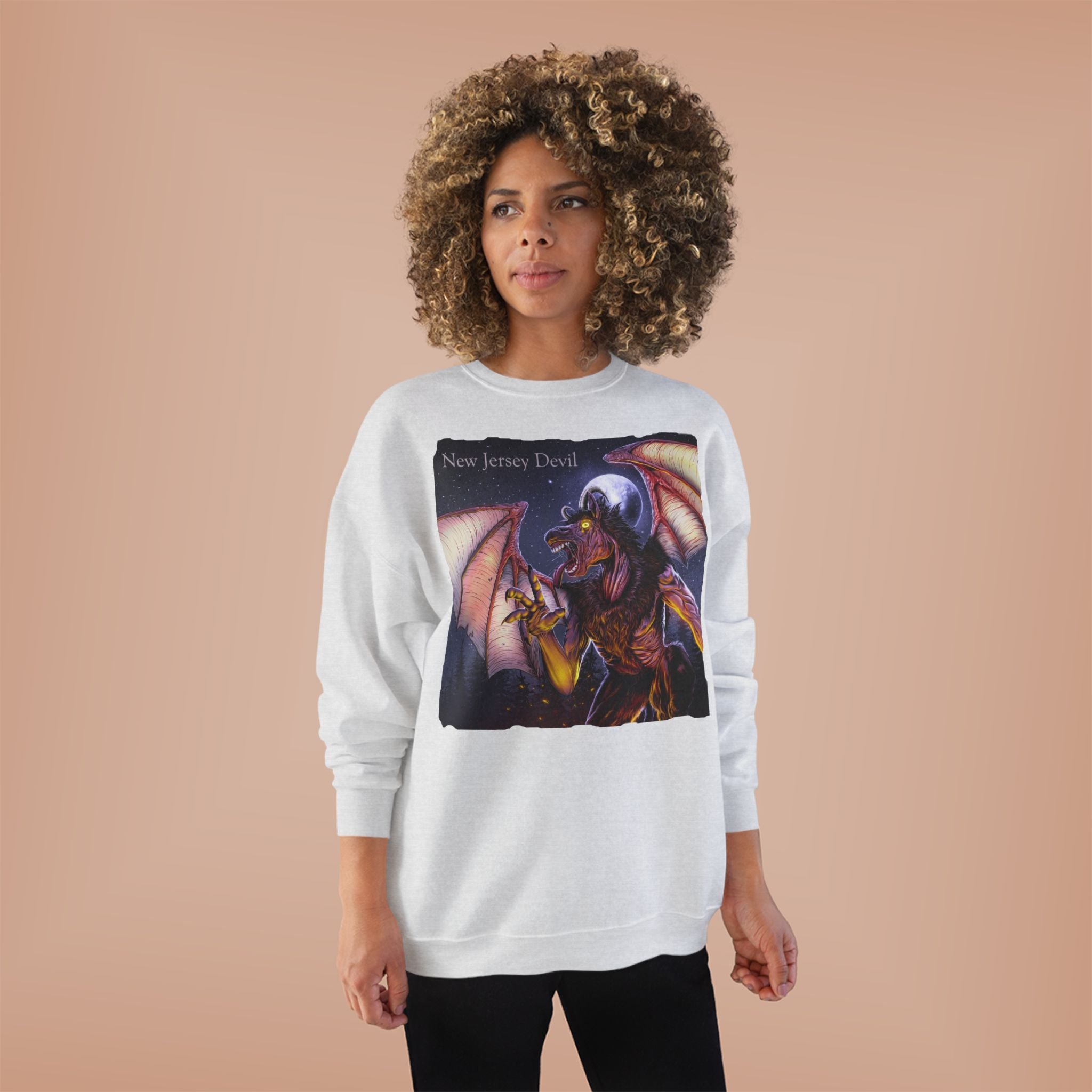 Dragon Graphic Sweatshirt — "New Jersey Dad" Fantasy Winged Creature Crewneck