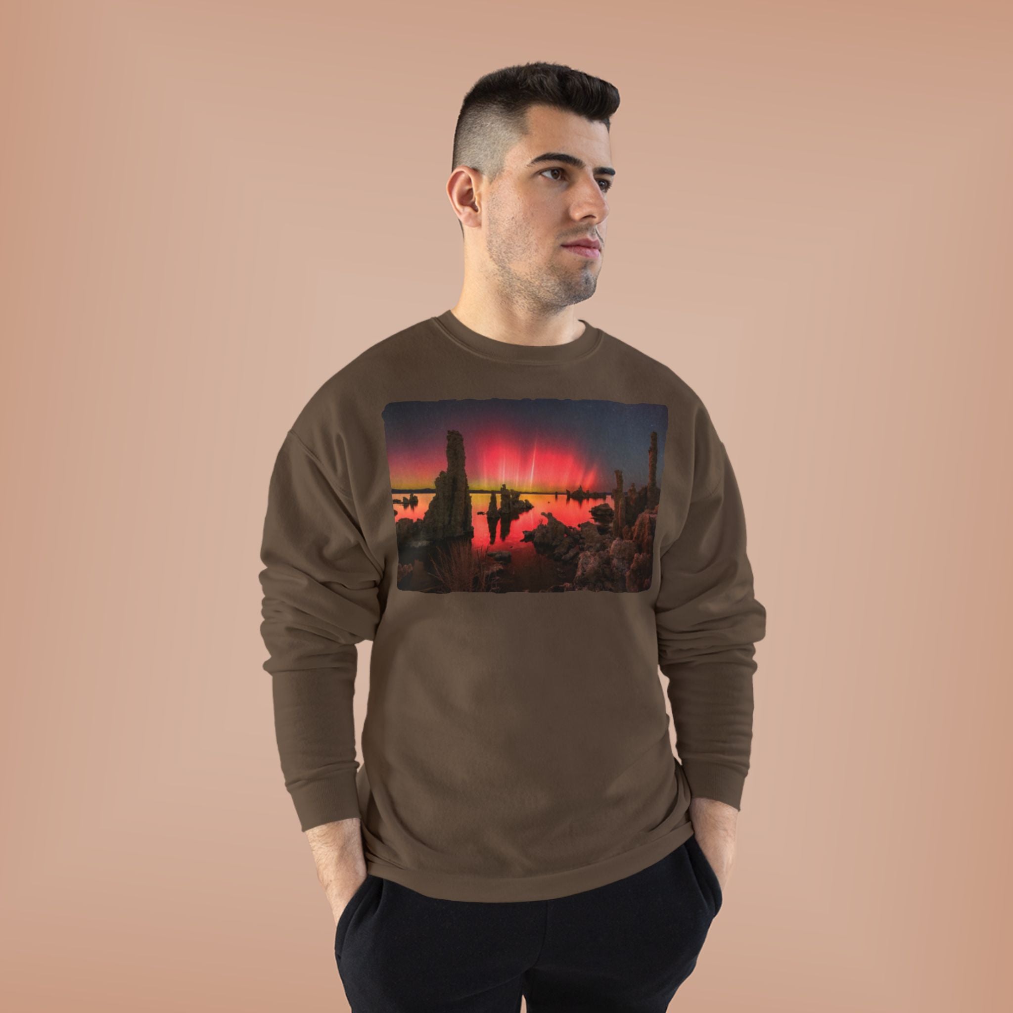 Crewneck Sweatshirt — Neon Desert Nightscape Graphic