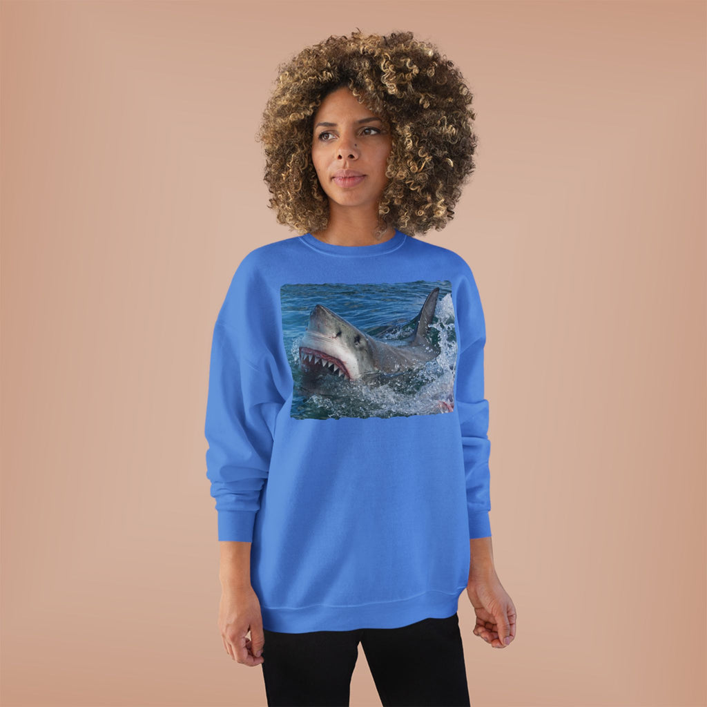 Great White Shark Crewneck Sweatshirt — Ocean Predator Graphic Sweatshirt