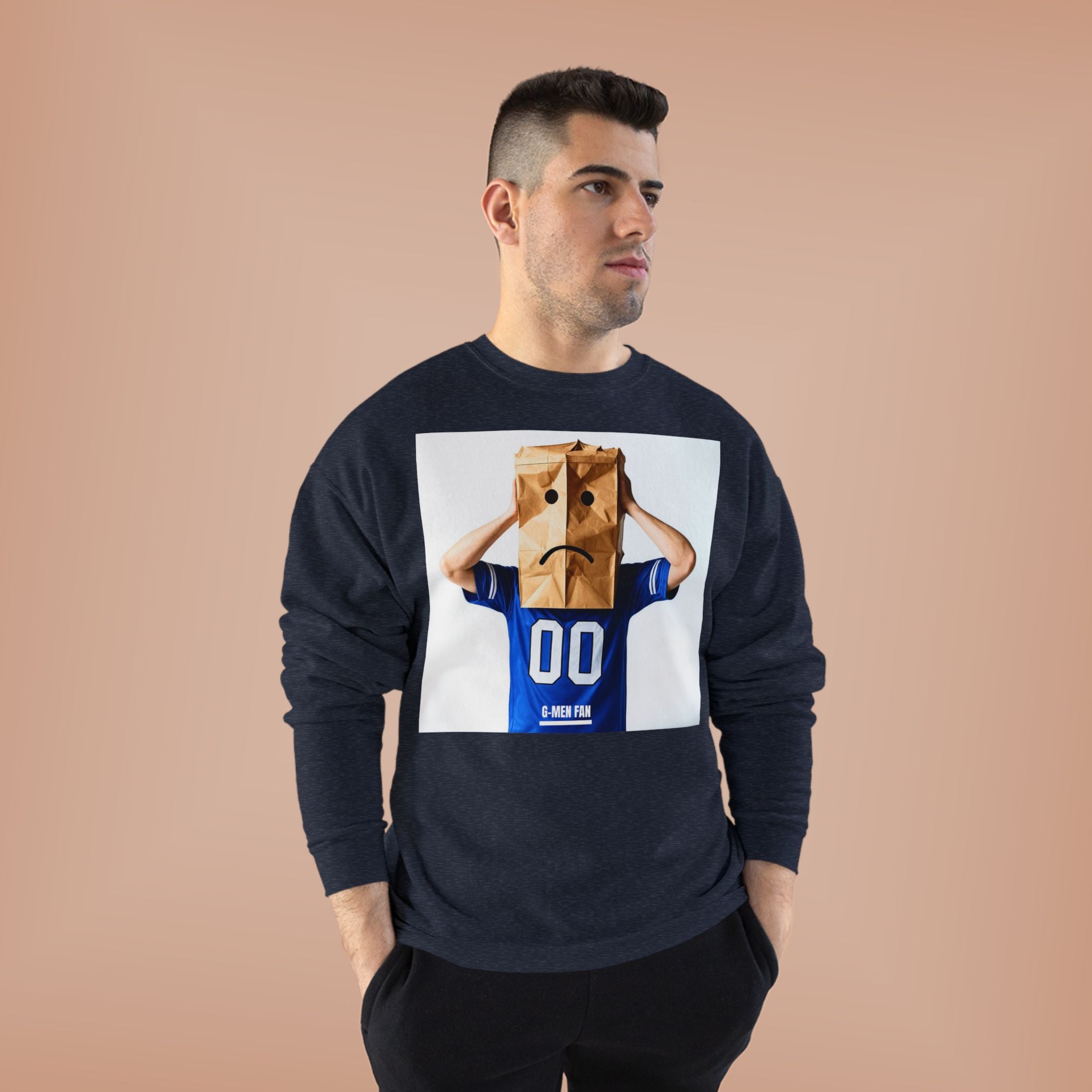 Paper Bag Head Crewneck Sweatshirt — Playful Sadness Graphic Sweater