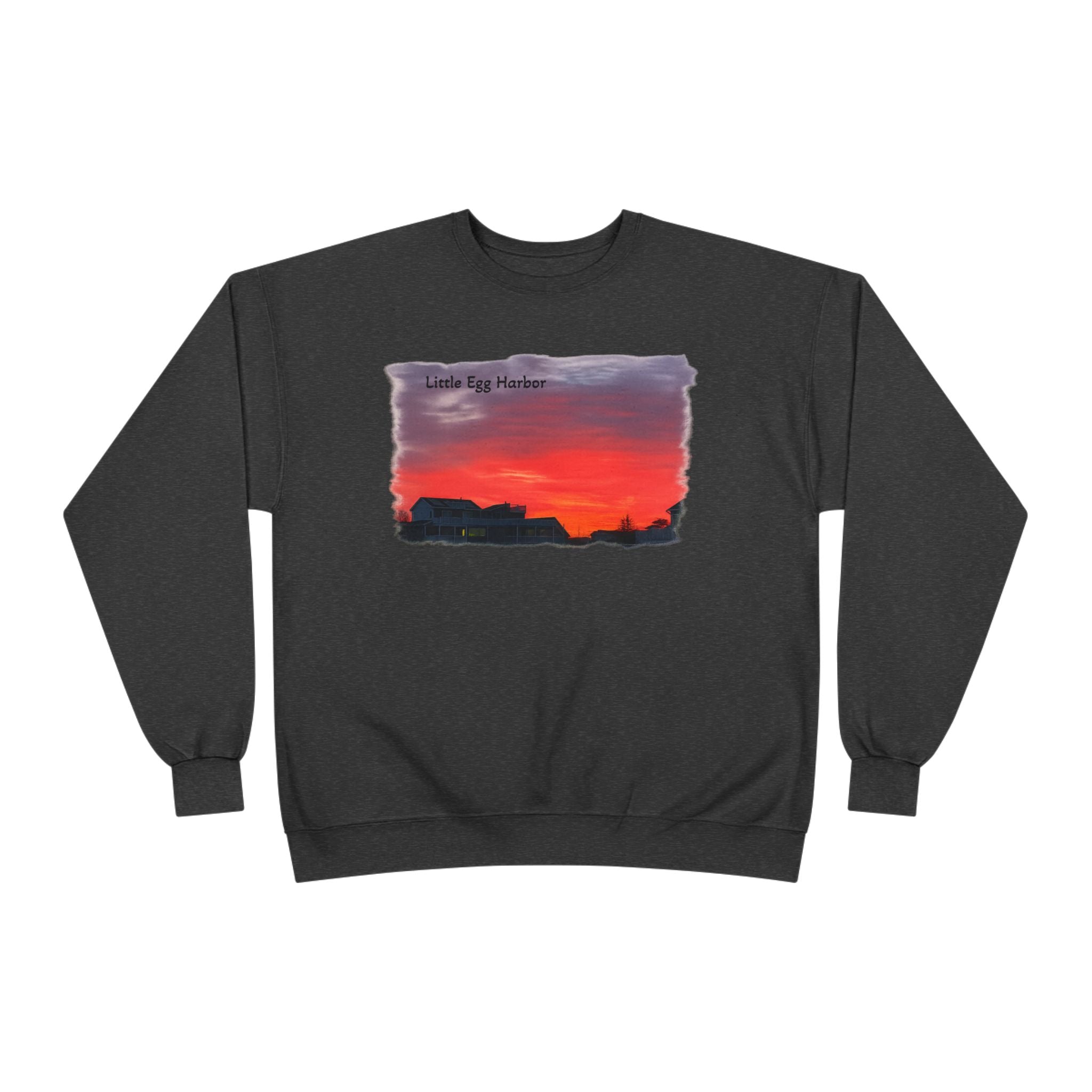 Sunset Horizon Crewneck Sweatshirt — 'Little Egg Harbor' Scenic Graphic