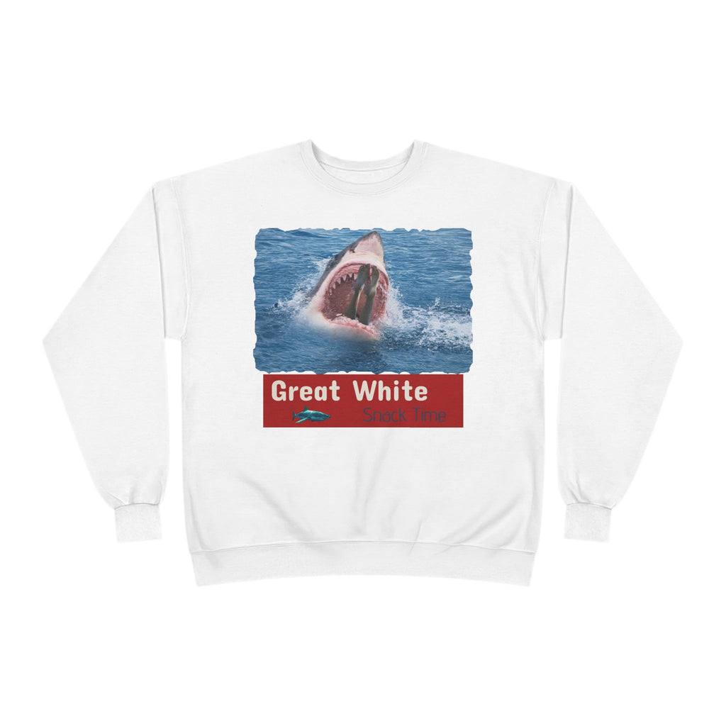 Great White Shark Crewneck Sweatshirt — Ocean Graphic Pullover