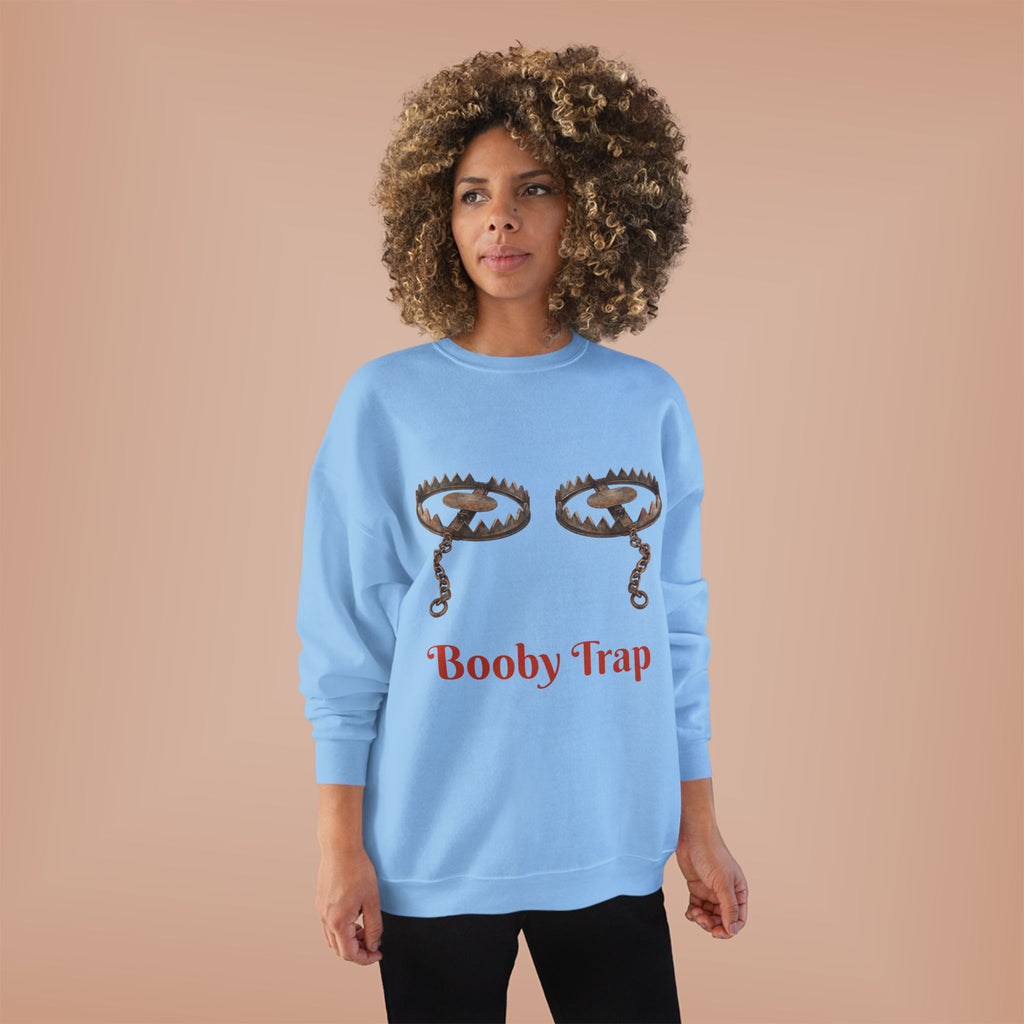 Booby Trap Sweatshirt — Funny Vintage Trap Illustration Humor Pullover