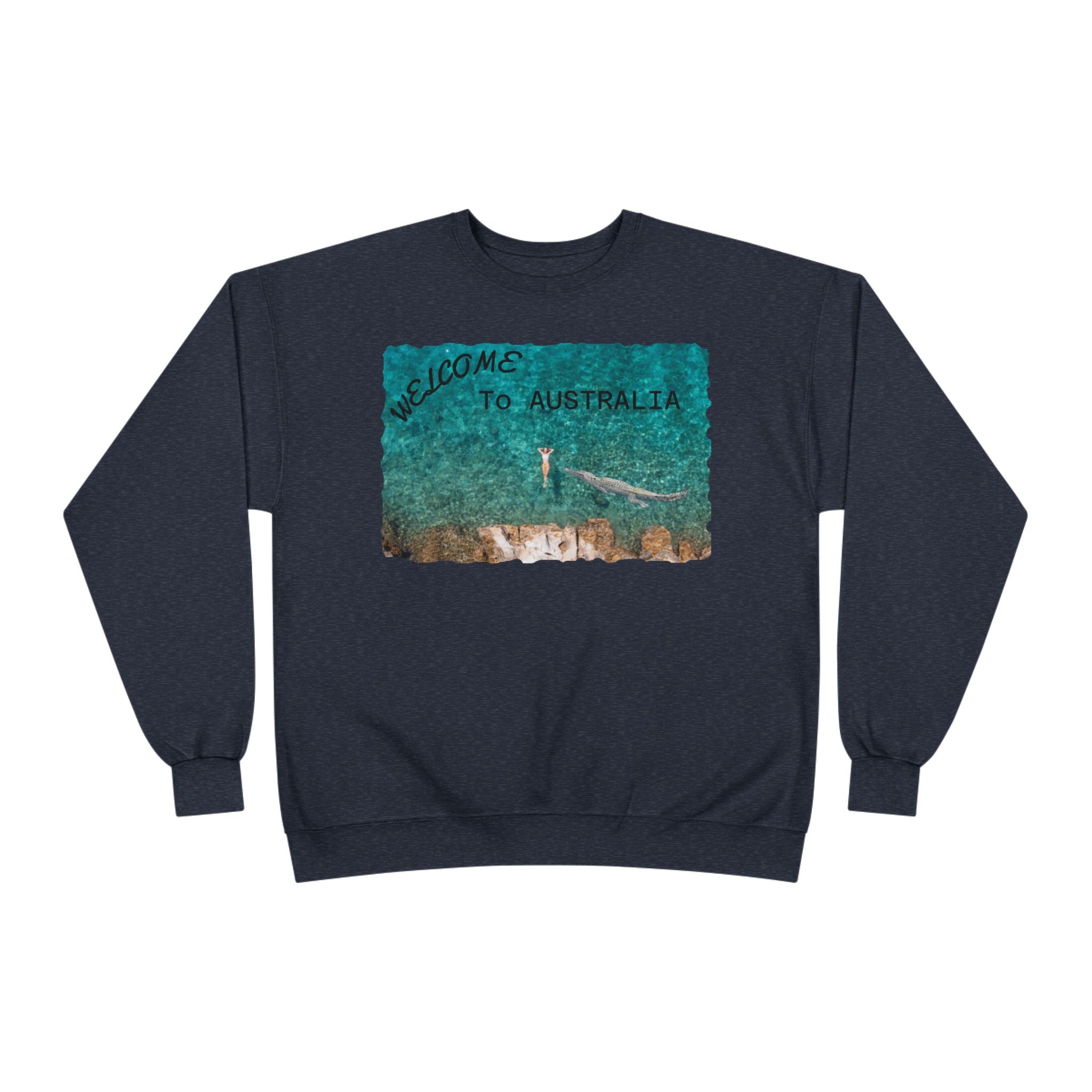 Welcome To Australia Crewneck Sweatshirt — Beach Aerial Photo Travel Sweater