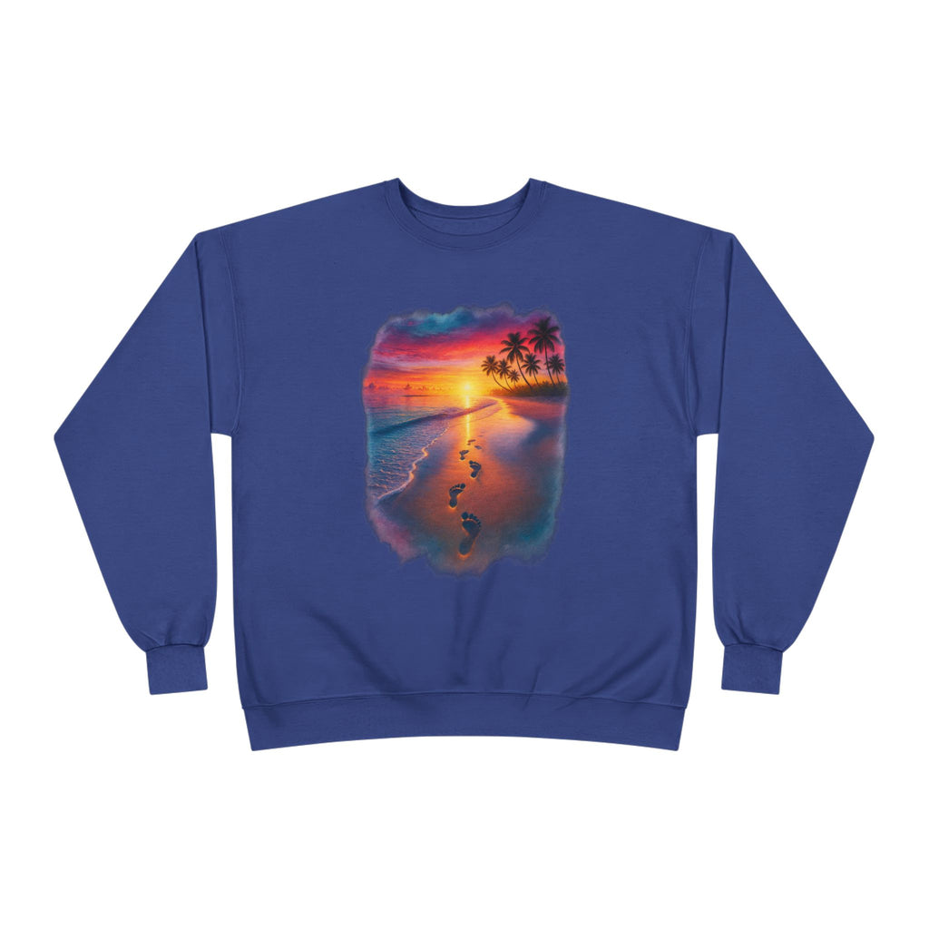 Sunset Beach Crewneck Sweatshirt — Tropical Footprints Graphic