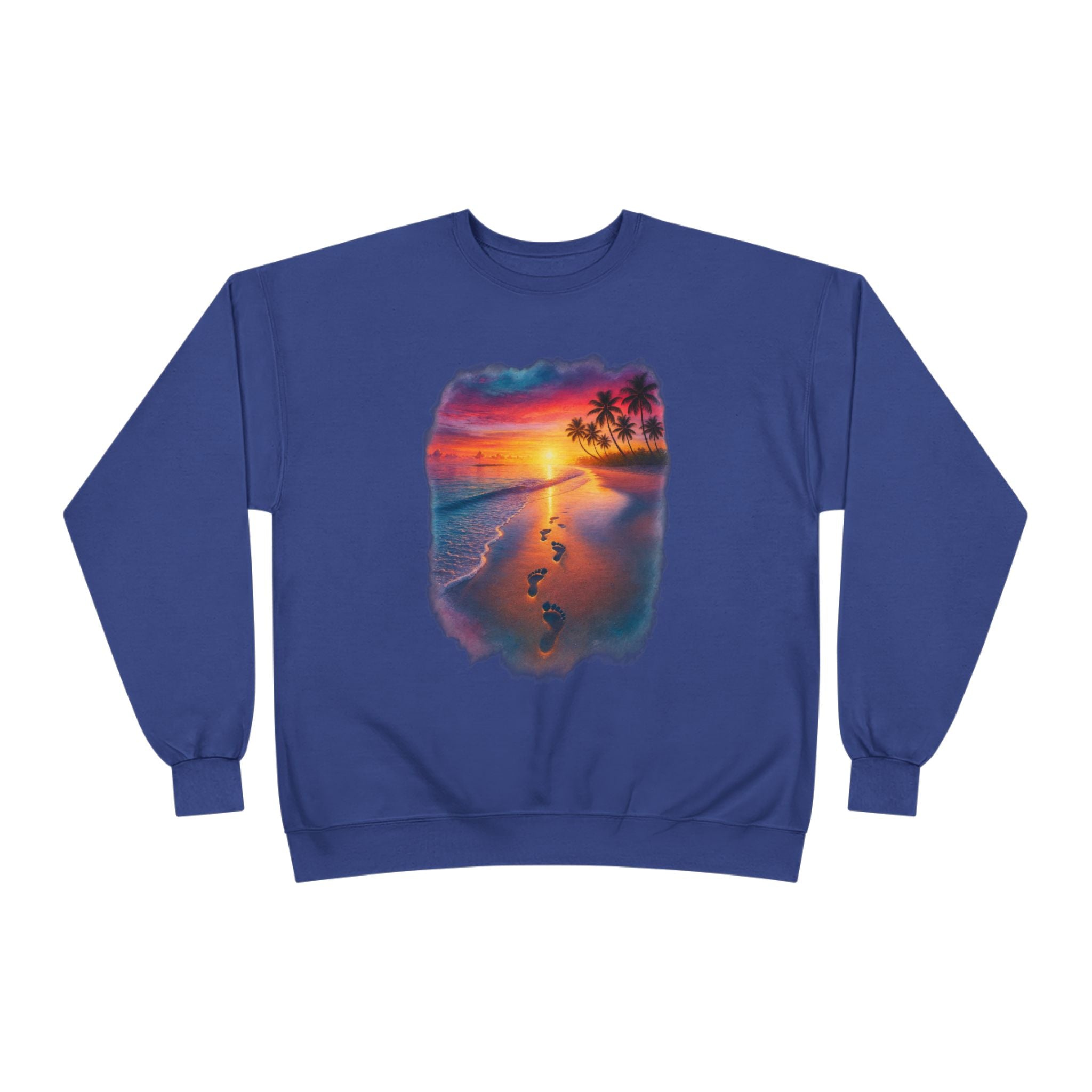 Sunset Beach Crewneck Sweatshirt — Tropical Footprints Graphic