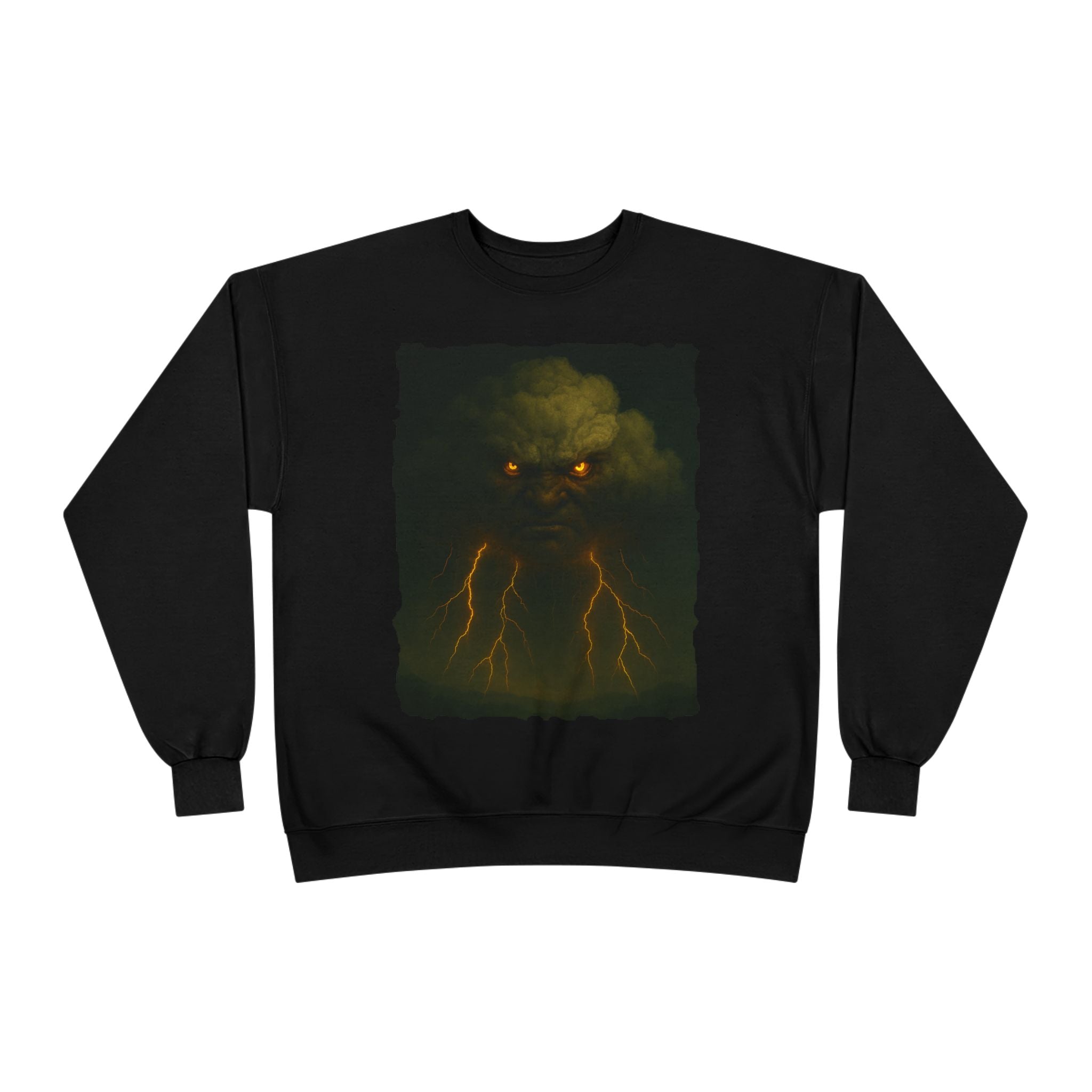 Storm Spirit Crewneck Sweatshirt — Lightning Cloud Monster Graphic