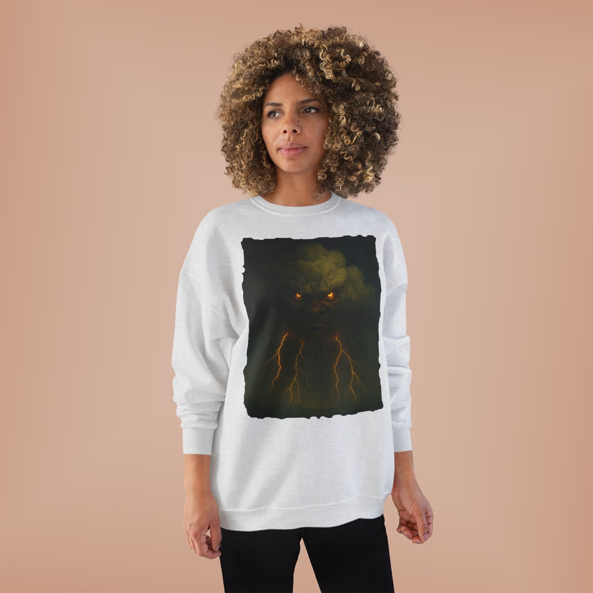 Storm Spirit Crewneck Sweatshirt — Lightning Cloud Monster Graphic