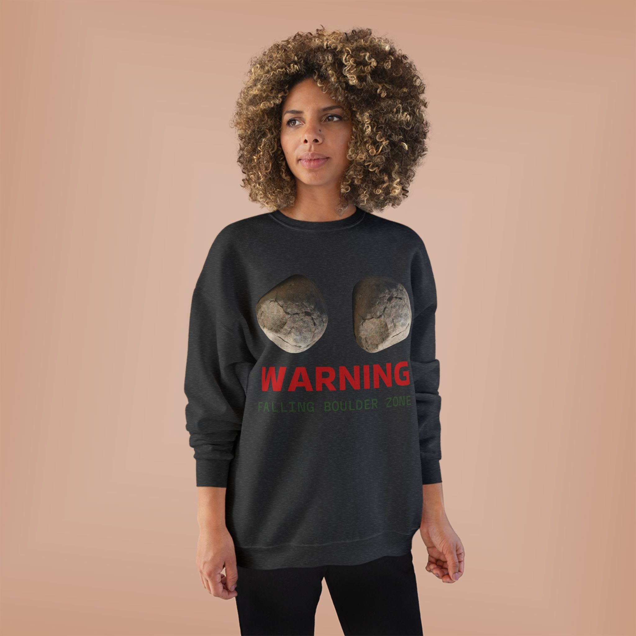 Warning Falling Boulder Zone Crewneck Sweatshirt