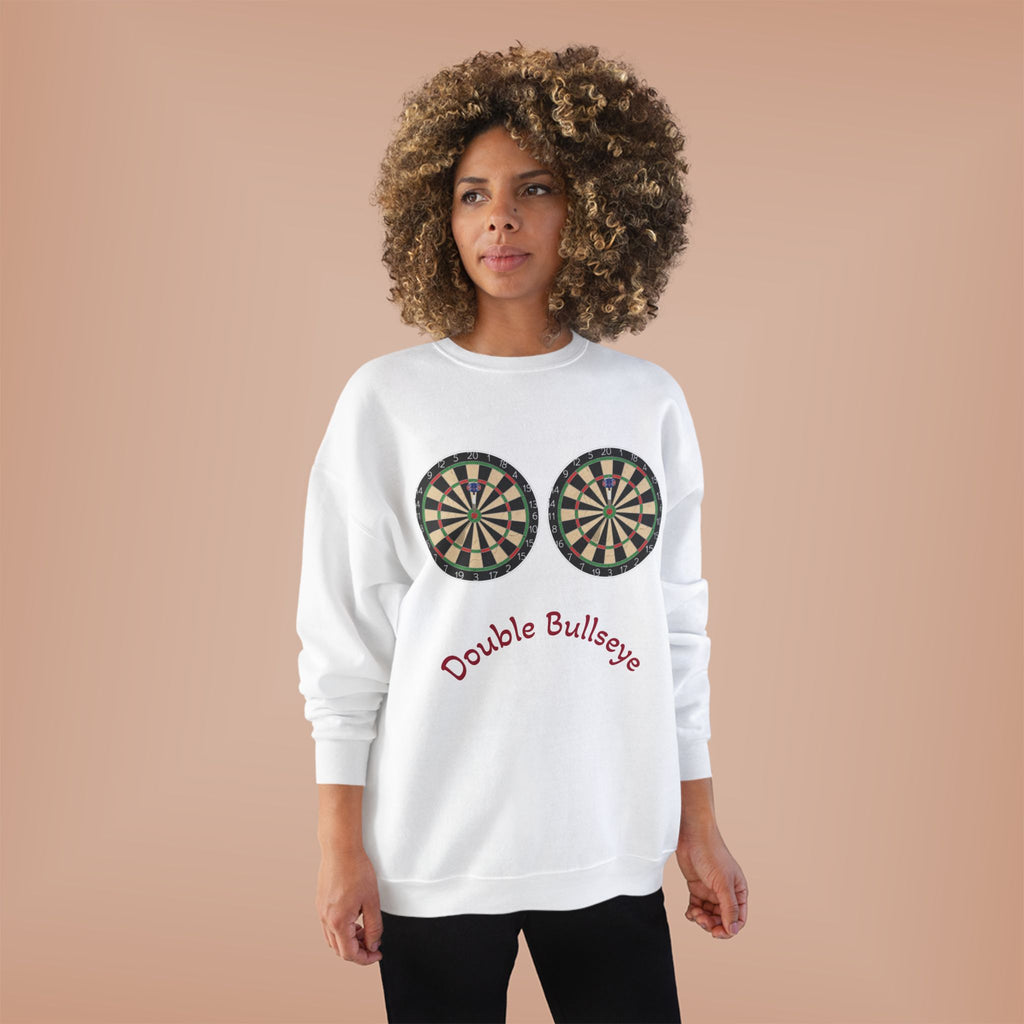 Double Bullseye Crewneck Sweatshirt — Darts Humor Graphic