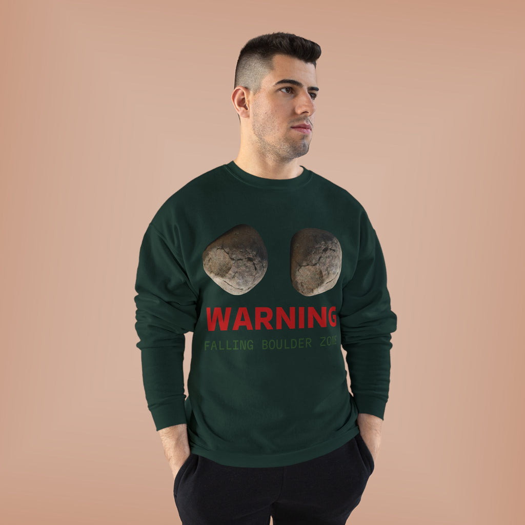 Warning Falling Boulder Zone Crewneck Sweatshirt