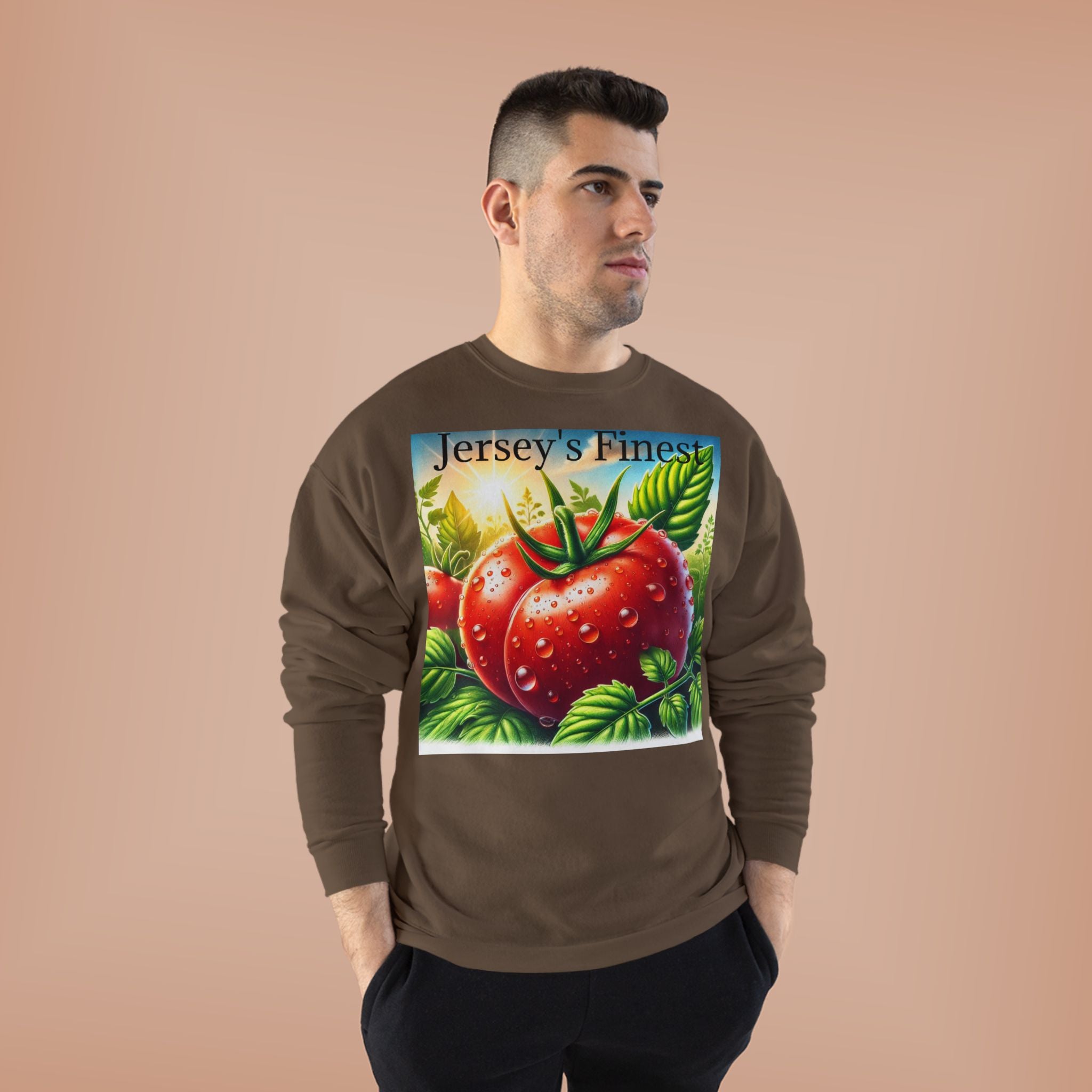 Tomato Crewneck Sweatshirt — "Jersey's Finest" Garden Produce Graphic