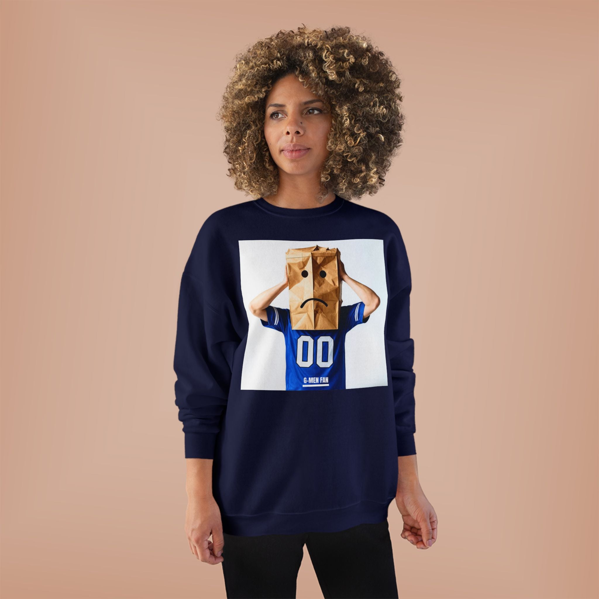 Paper Bag Head Crewneck Sweatshirt — Playful Sadness Graphic Sweater