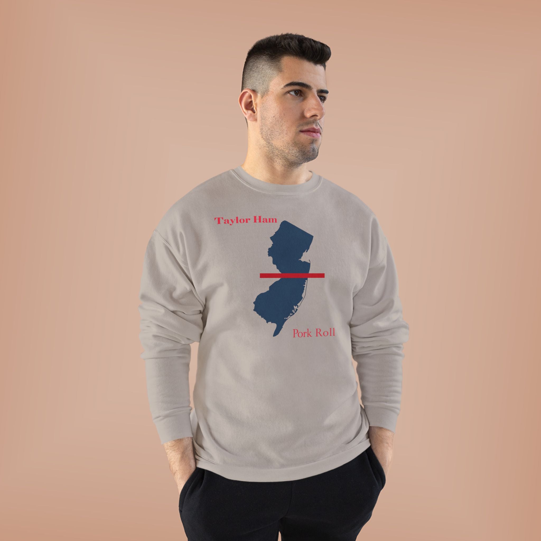 New Jersey State Crewneck Sweatshirt – Taylor Ham / Pork Roll Map Design