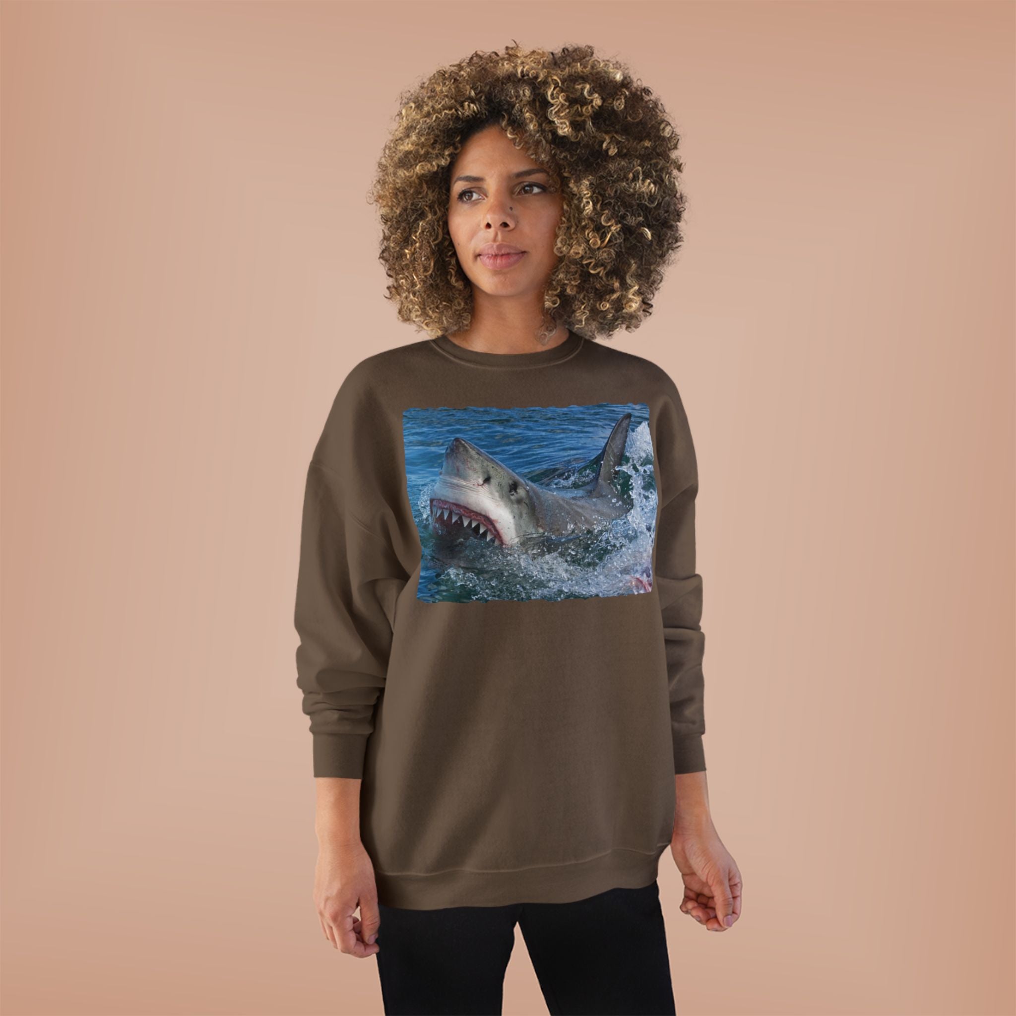Great White Shark Crewneck Sweatshirt — Ocean Predator Graphic Sweatshirt