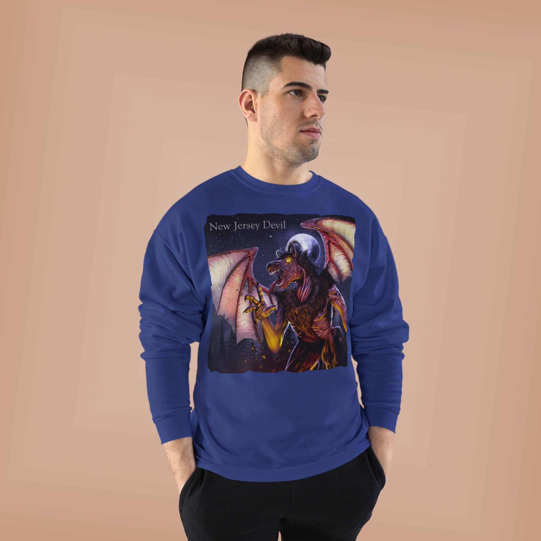 Dragon Graphic Sweatshirt — "New Jersey Dad" Fantasy Winged Creature Crewneck