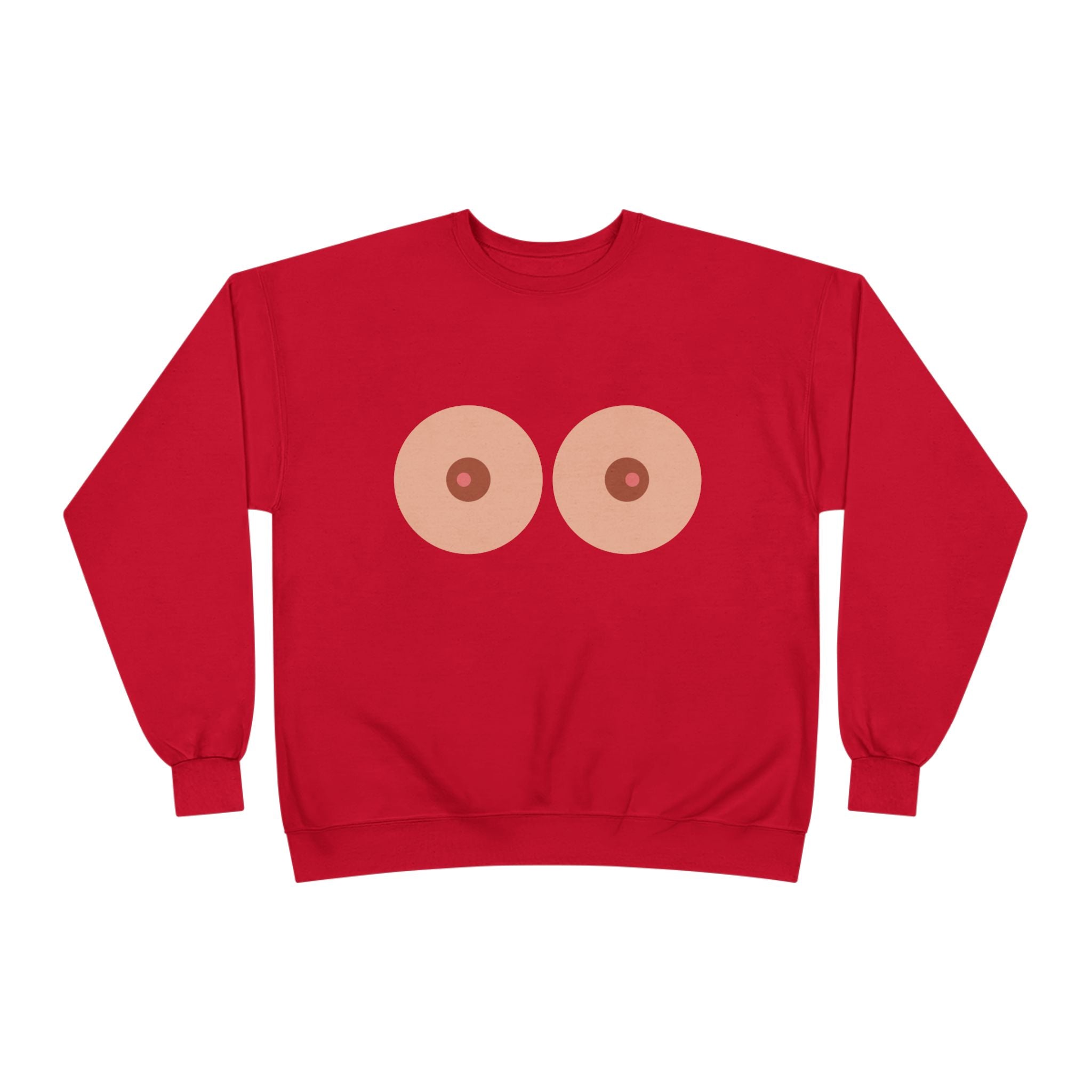 Nipple Graphic Crewneck Sweatshirt – Playful Boob Design, Breast Positivity Pullover