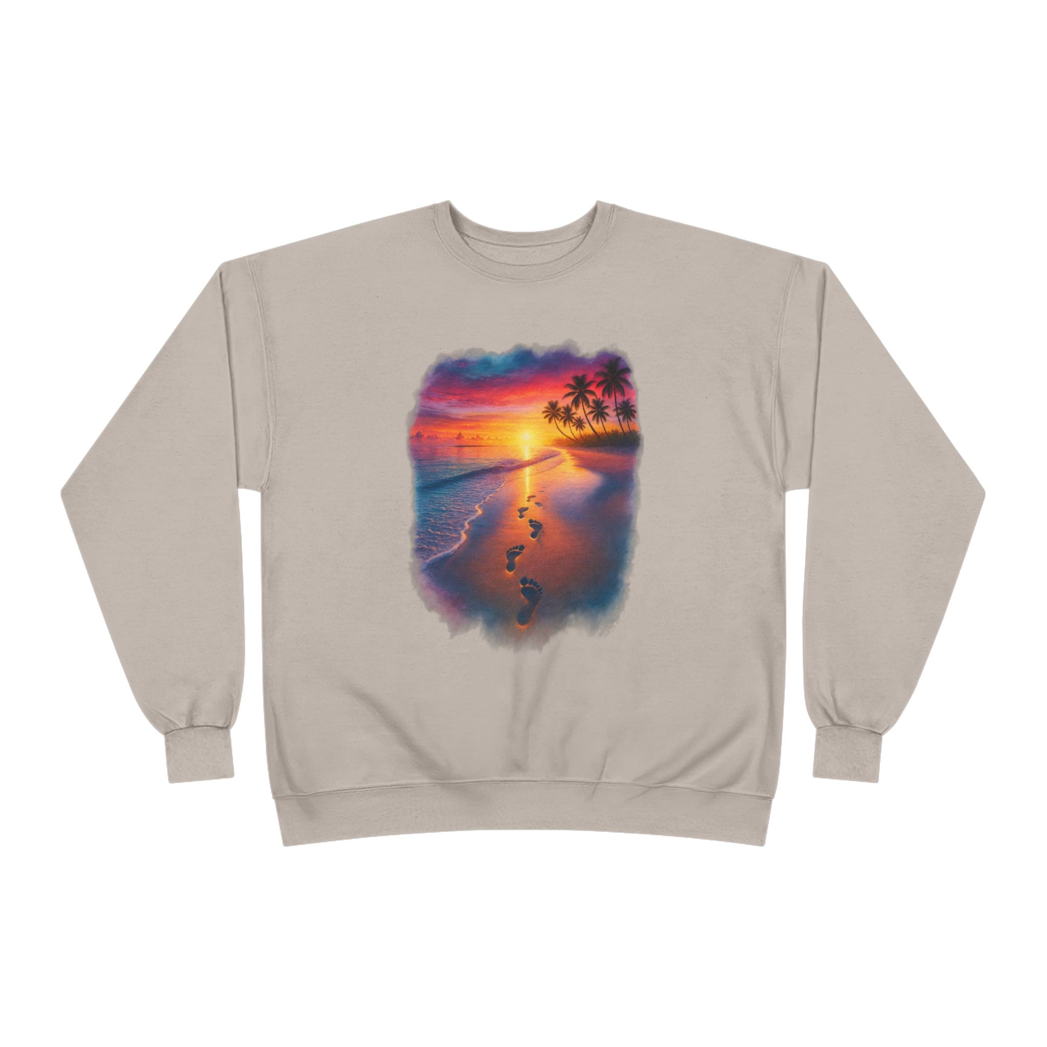 Sunset Beach Crewneck Sweatshirt — Tropical Footprints Graphic