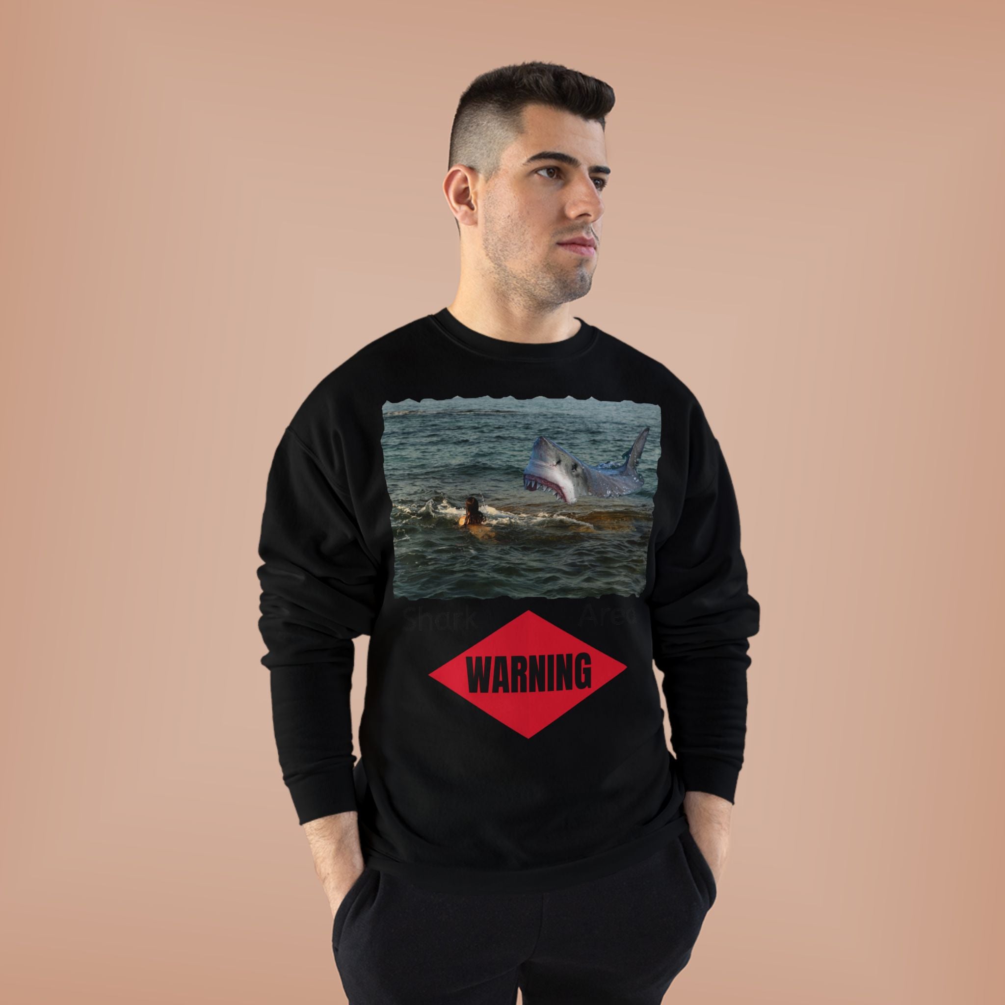 Shark Attack Warning Crewneck Sweatshirt