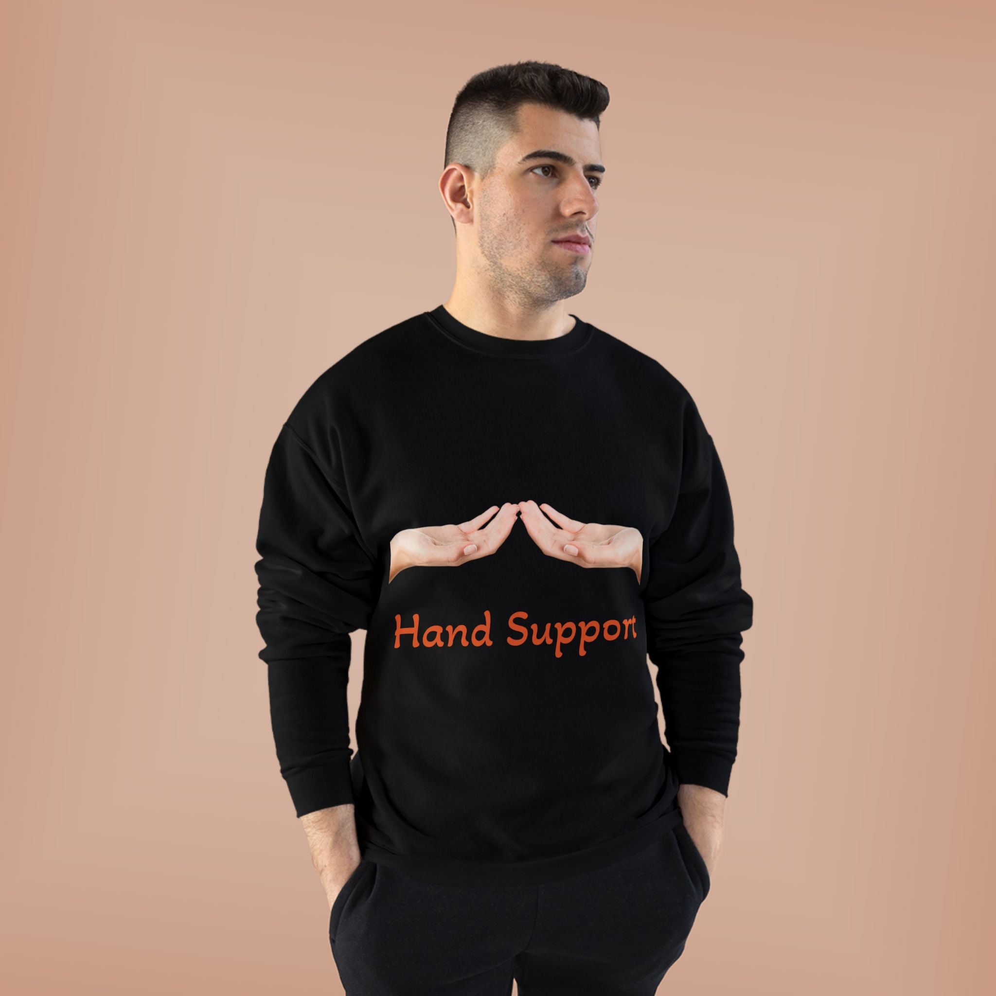 Hand Support Crewneck Sweatshirt — Comfort & Care Graphic