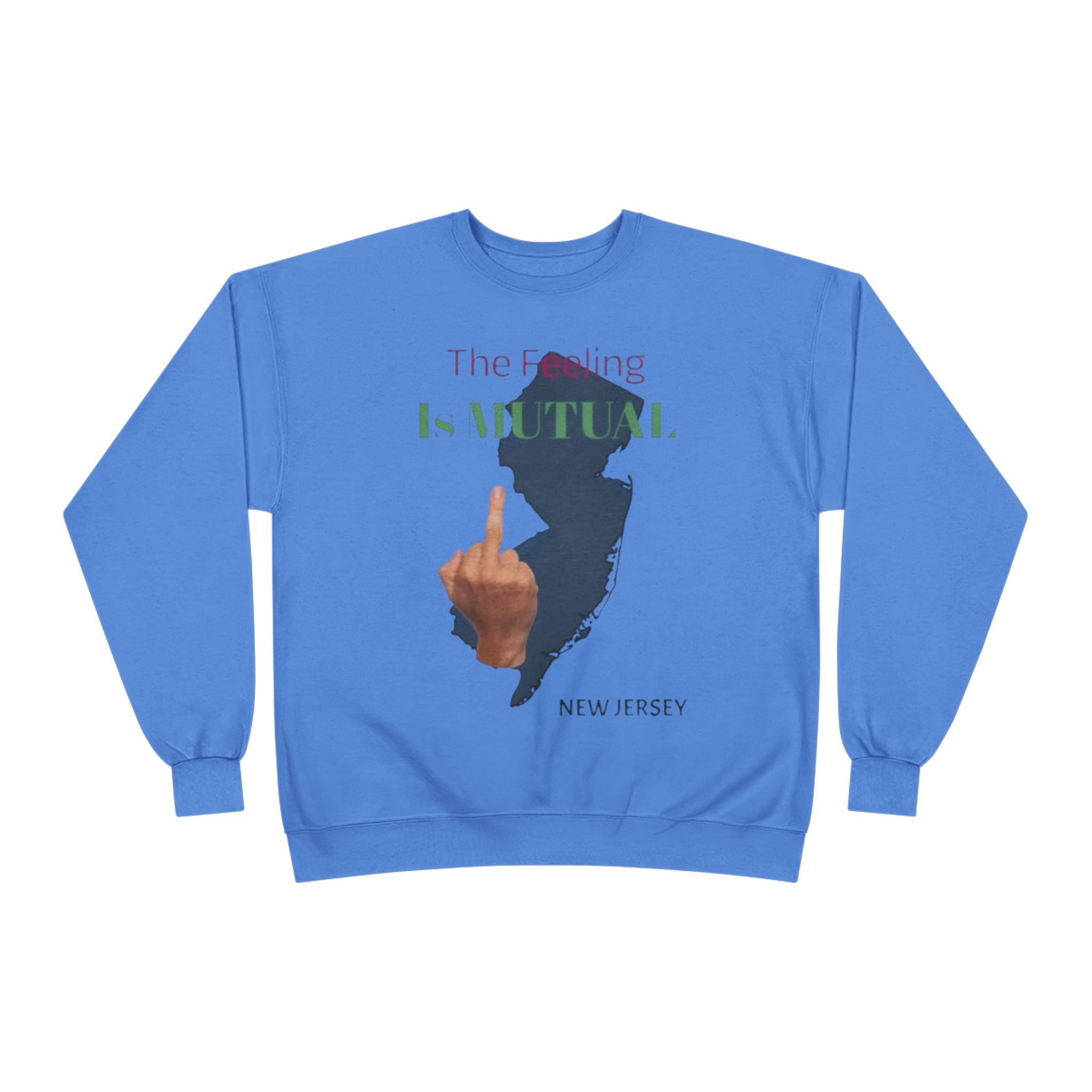 Crewneck Sweatshirt "The Driving Is Mutual — New Jersey" (Middle Finger Silhouette)