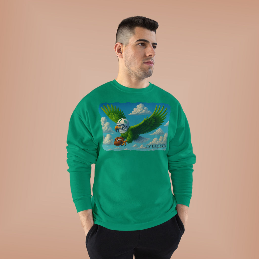 Eagles Fly Crewneck Sweatshirt — Vintage Football Bird Graphic