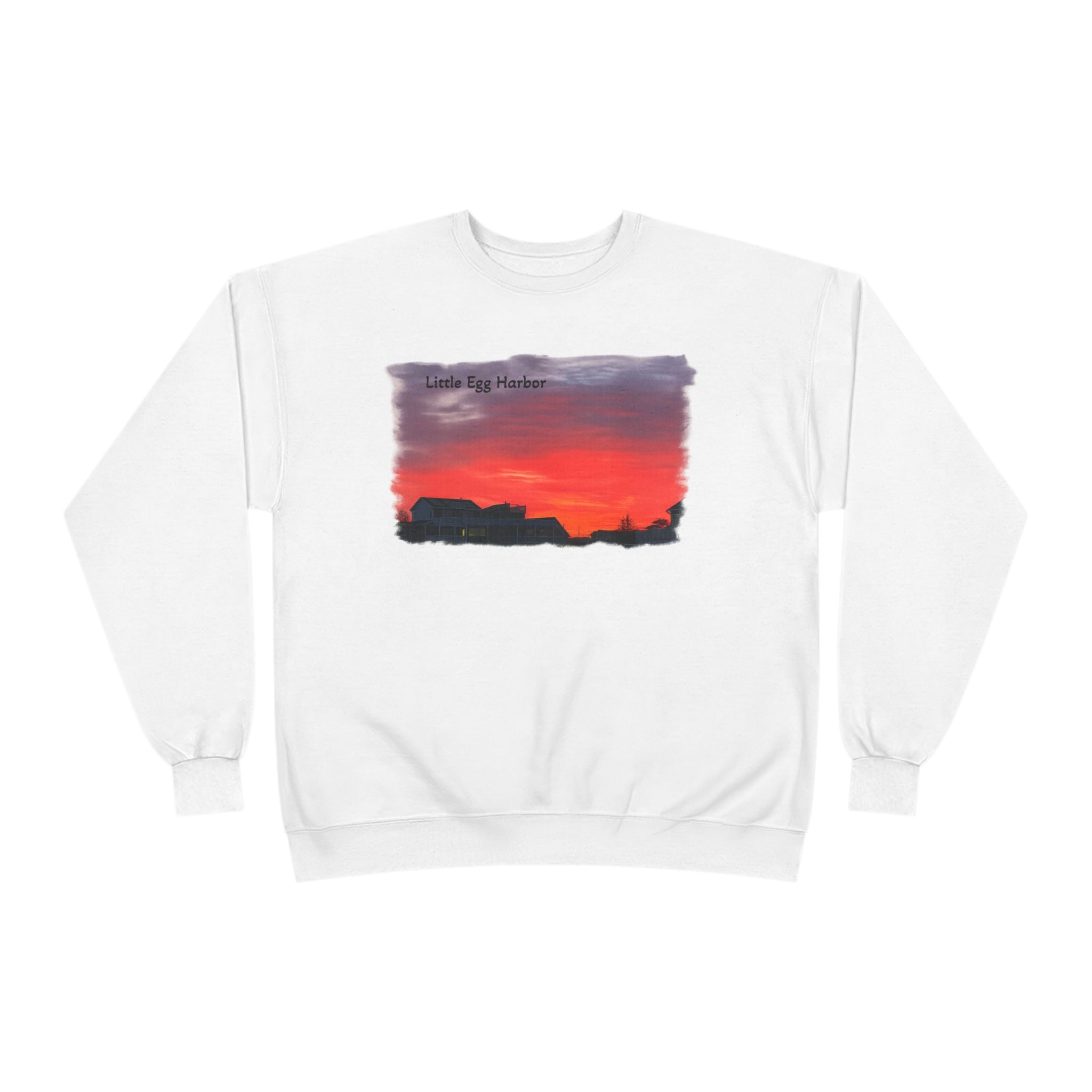 Sunset Horizon Crewneck Sweatshirt — 'Little Egg Harbor' Scenic Graphic