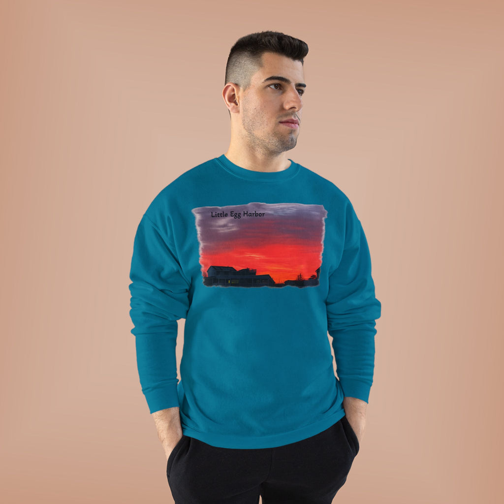 Sunset Horizon Crewneck Sweatshirt — 'Little Egg Harbor' Scenic Graphic