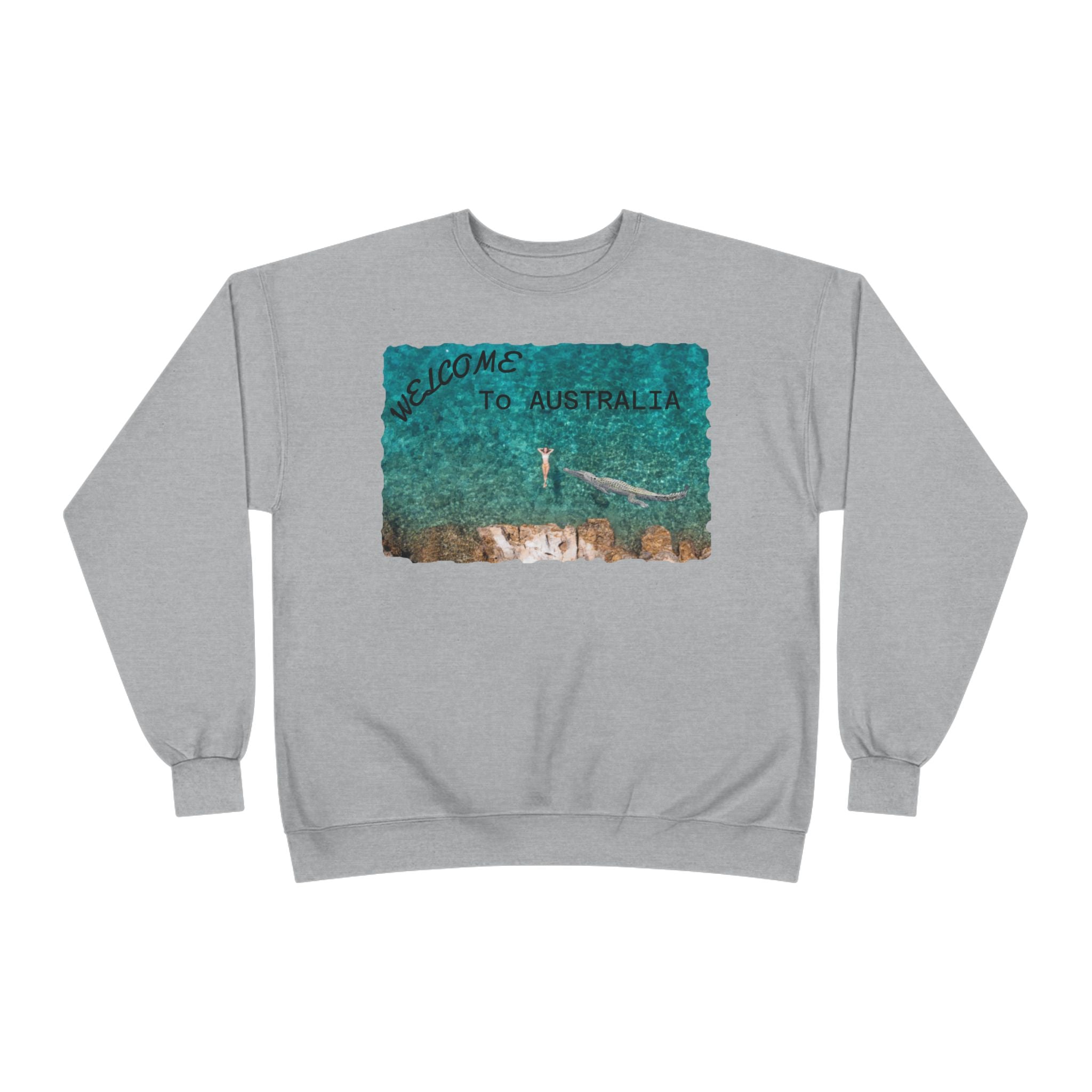 Welcome To Australia Crewneck Sweatshirt — Beach Aerial Photo Travel Sweater