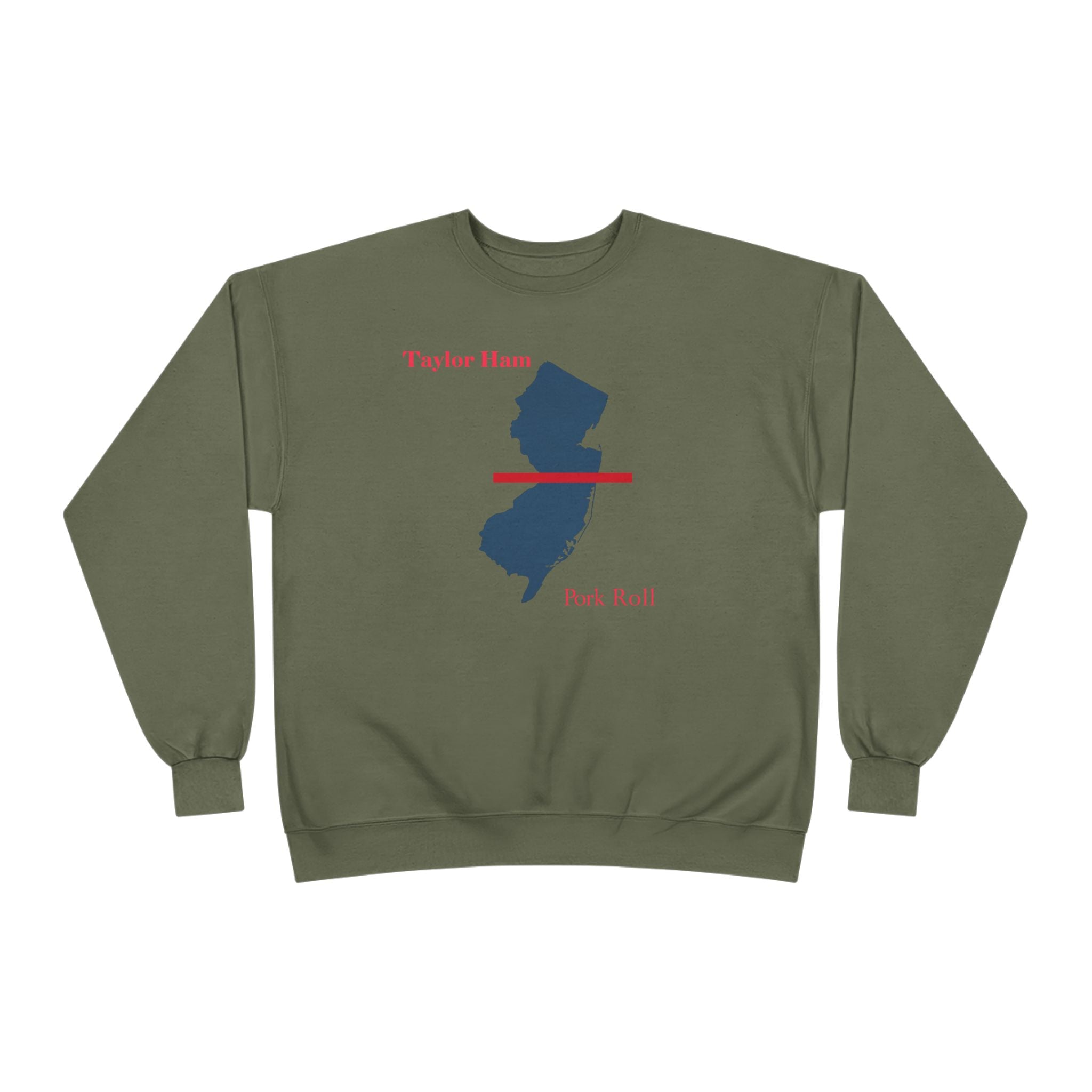 New Jersey State Crewneck Sweatshirt – Taylor Ham / Pork Roll Map Design