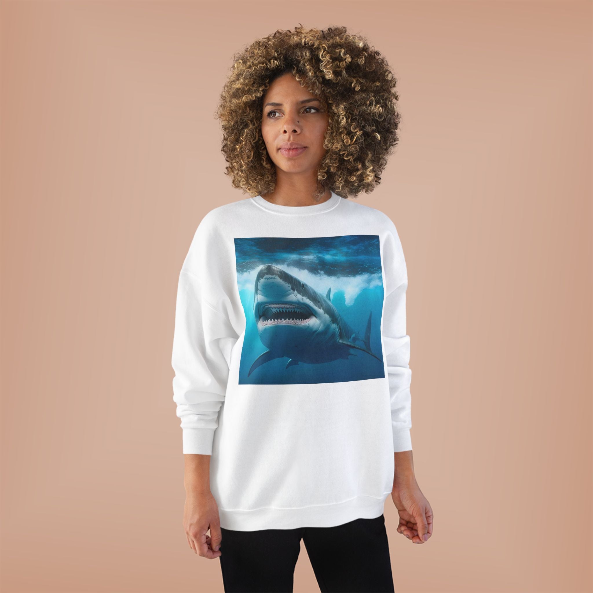 Great White Shark Graphic Sweatshirt — Ocean Predator Crewneck