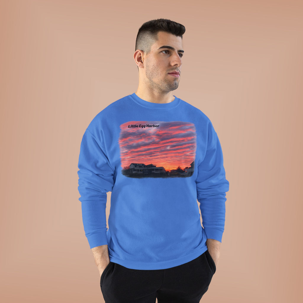 Sunset Landscape Crewneck Sweatshirt – "Little Bay Harbor" Scenic Graphic