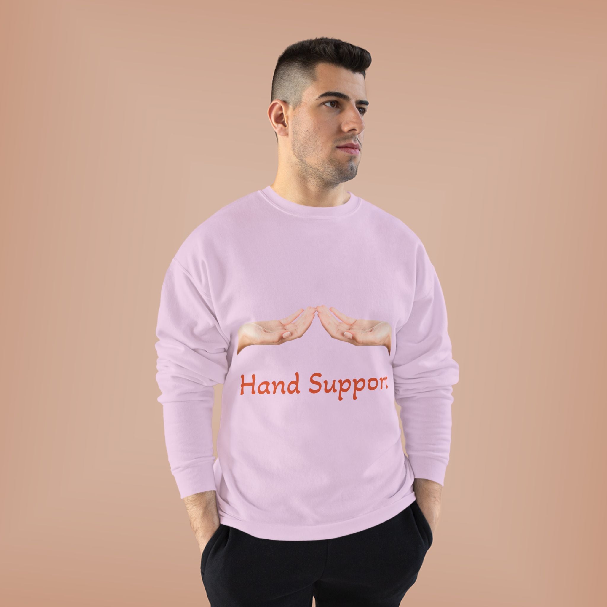 Hand Support Crewneck Sweatshirt — Comfort & Care Graphic