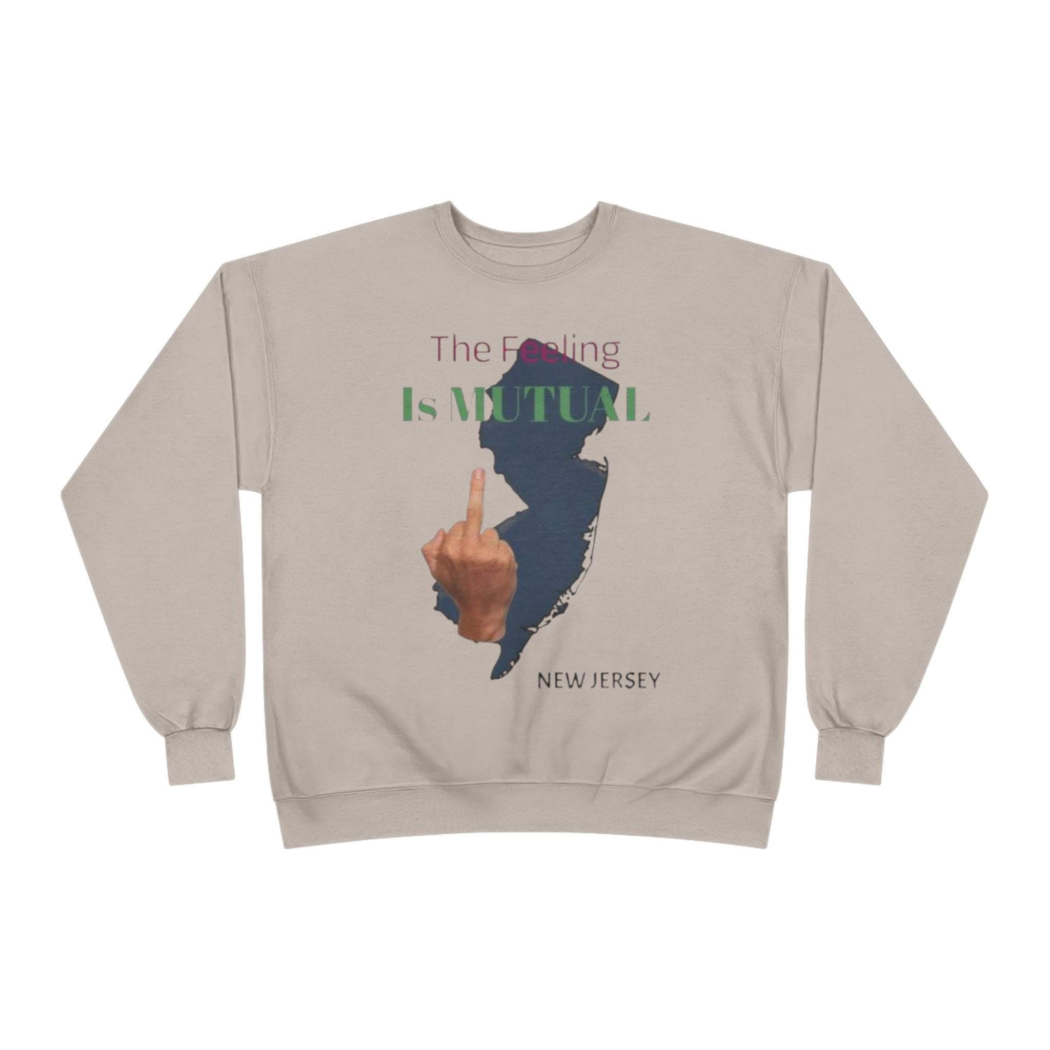 Crewneck Sweatshirt "The Driving Is Mutual — New Jersey" (Middle Finger Silhouette)