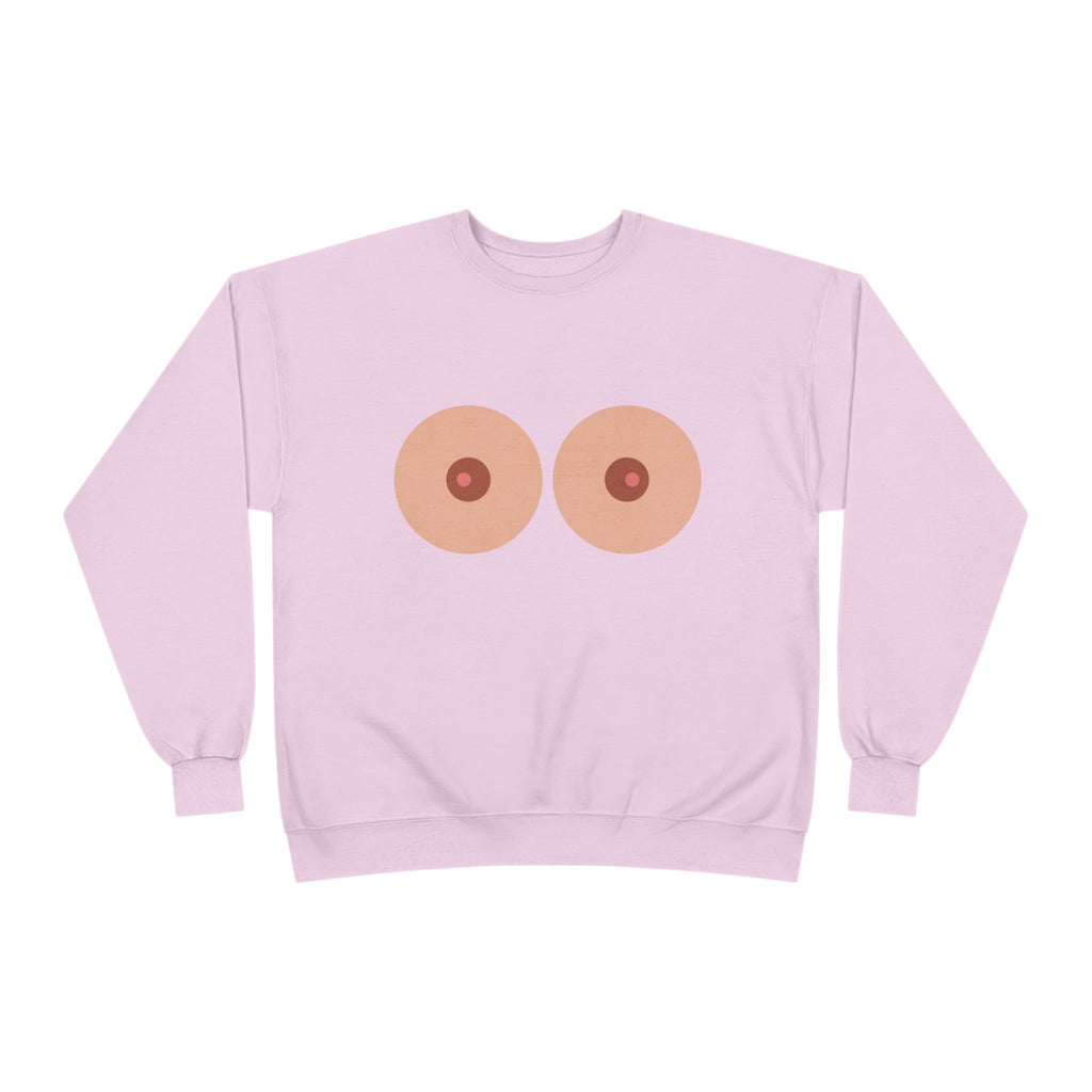 Nipple Graphic Crewneck Sweatshirt – Playful Boob Design, Breast Positivity Pullover