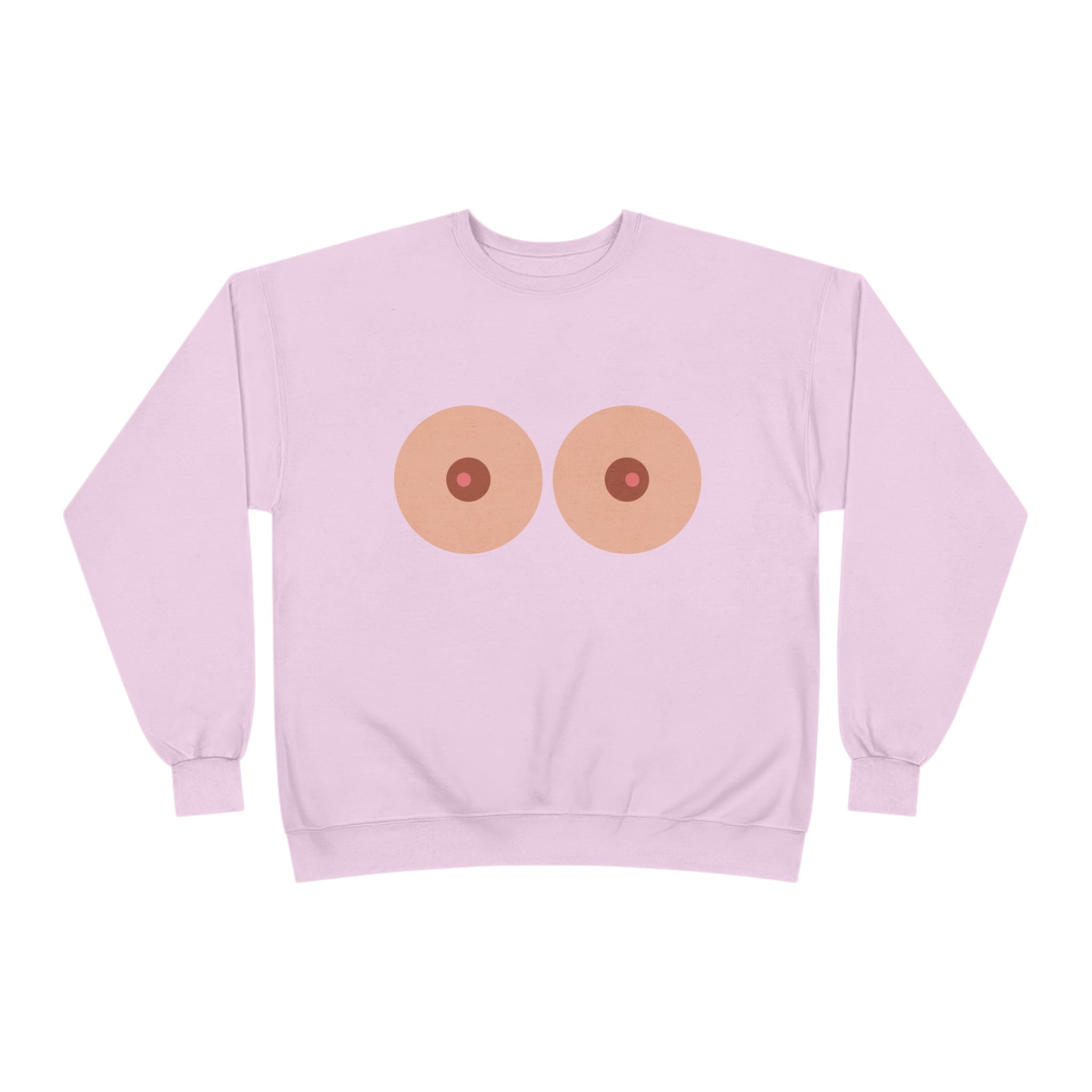 Nipple Graphic Crewneck Sweatshirt – Playful Boob Design, Breast Positivity Pullover