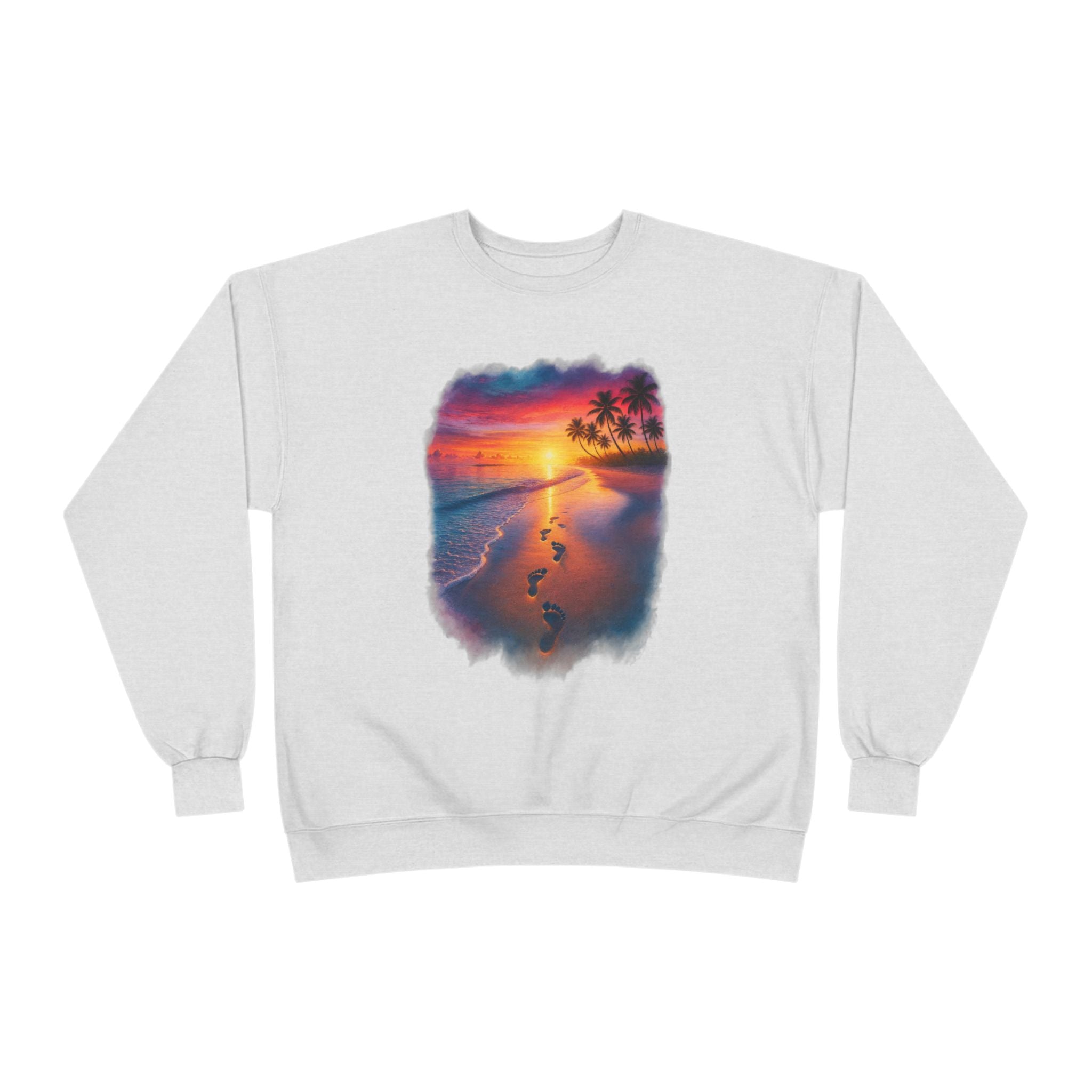 Sunset Beach Crewneck Sweatshirt — Tropical Footprints Graphic