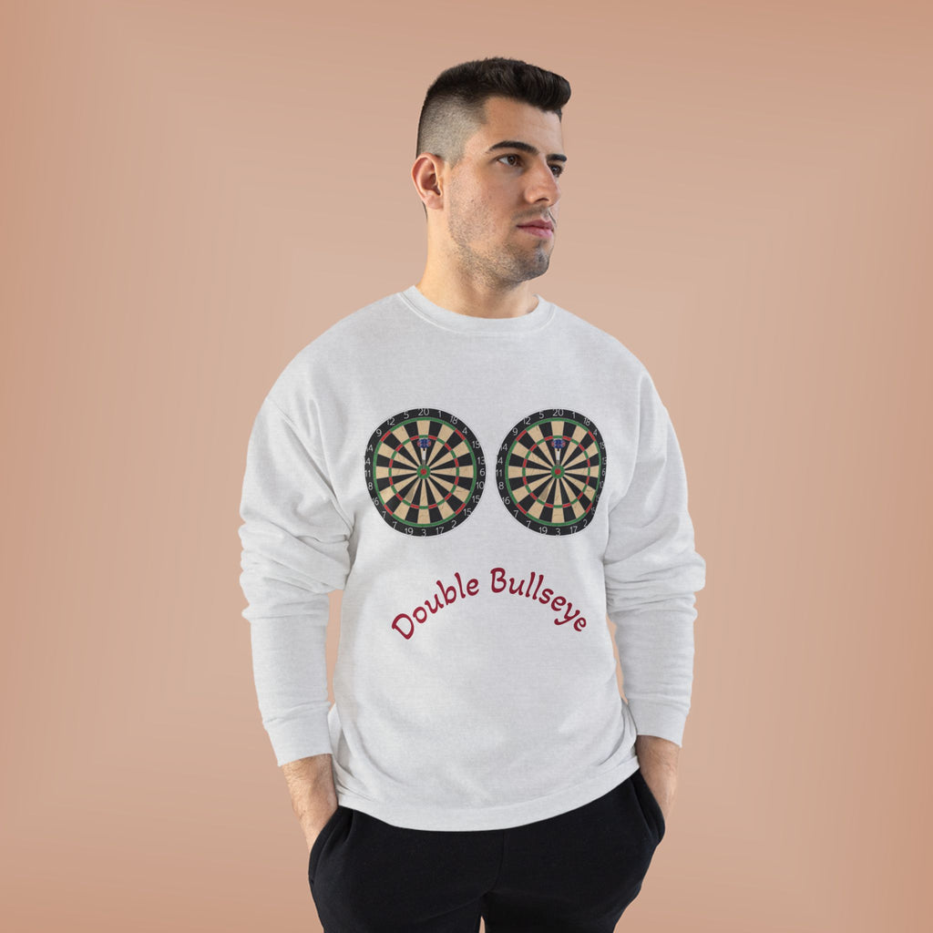 Double Bullseye Crewneck Sweatshirt — Darts Humor Graphic