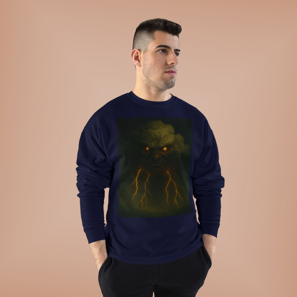 Storm Spirit Crewneck Sweatshirt — Lightning Cloud Monster Graphic