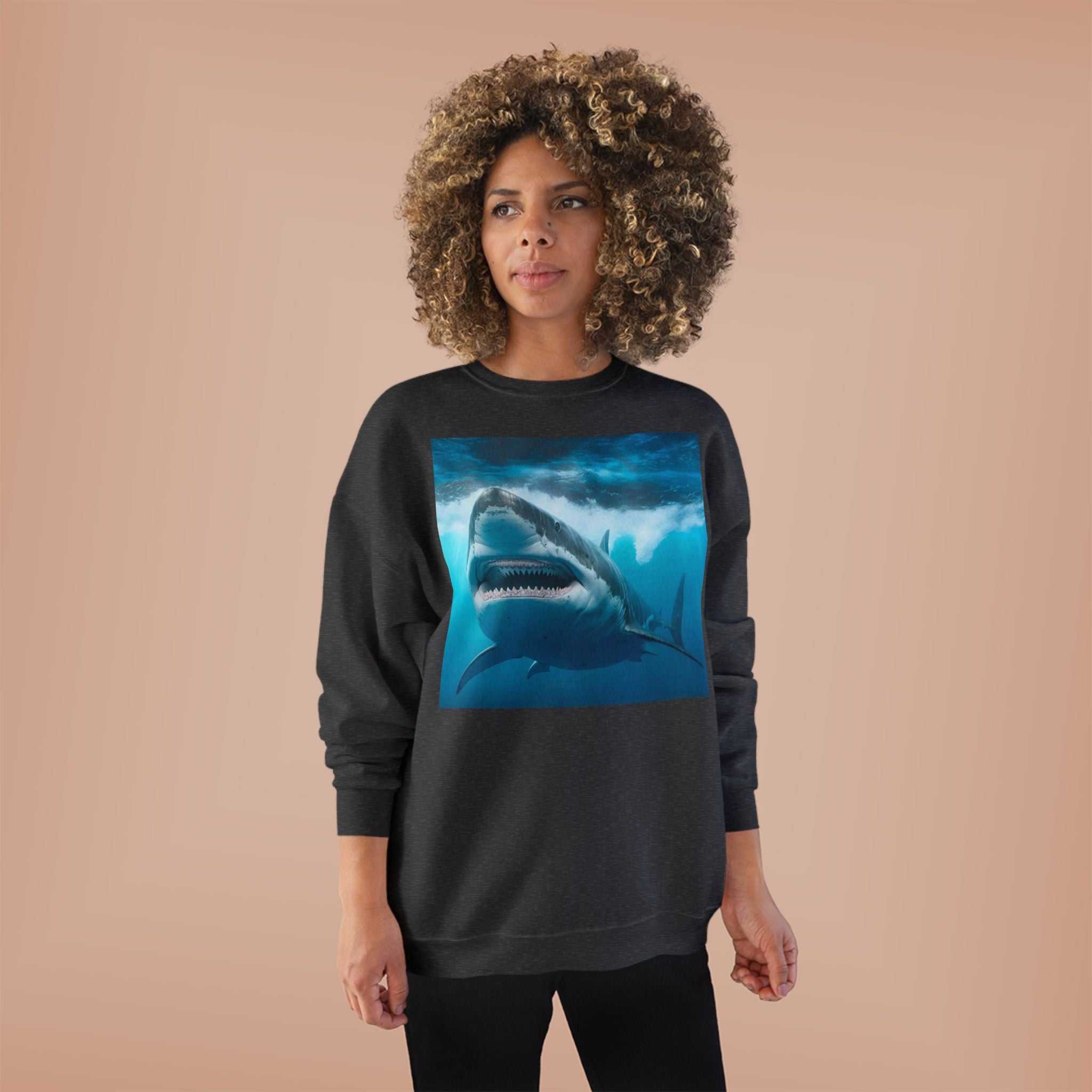 Great White Shark Graphic Sweatshirt — Ocean Predator Crewneck